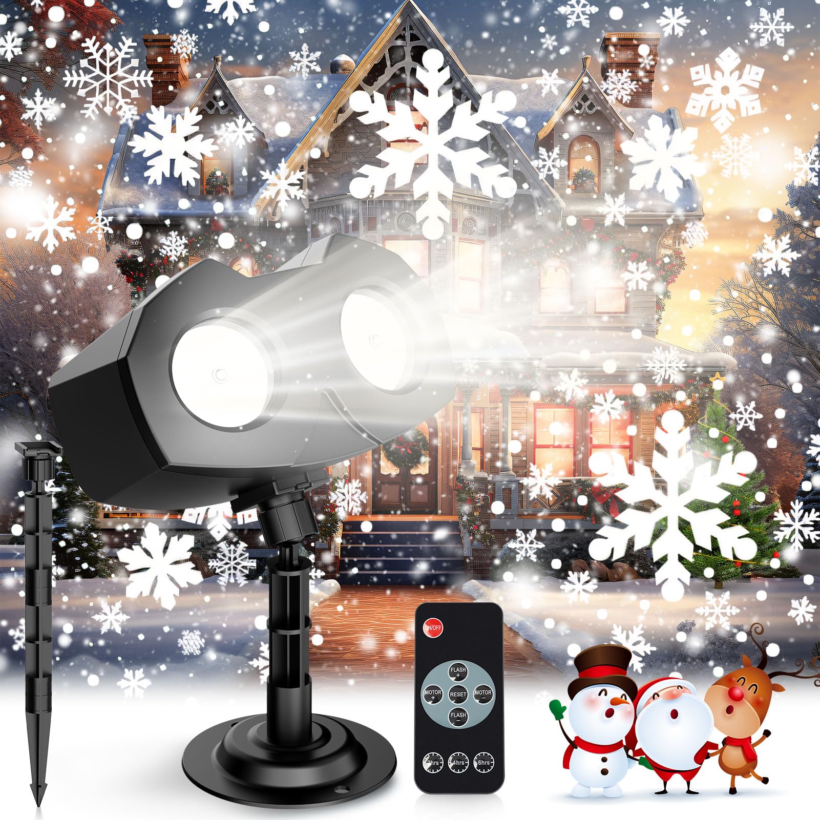 Christmas Snowflake Projector Lights Outdoor, Brighter High Definition Led Snowflake Lights Remote Control, Ip65 Waterproof Christmas Decorations Lighting For Indoor Xmas Holiday Party Garden Patio