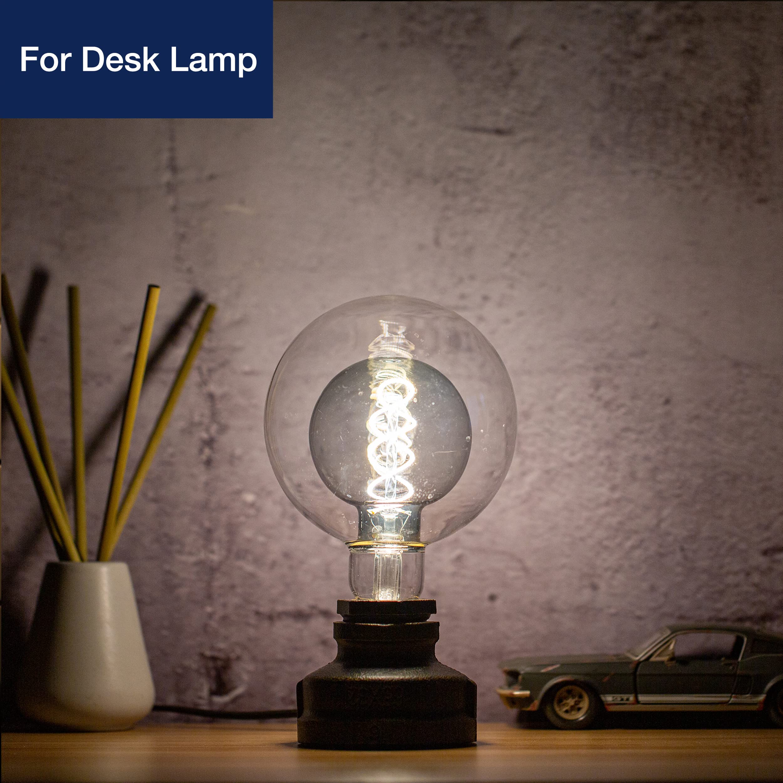 Flsnt Oversized Globe Led Edison Bulbs, 2700K Soft White, Dimmable, 7W(40W Equivalent), 300Lm, E26 Medium Base, Cri90, Smoke Gla