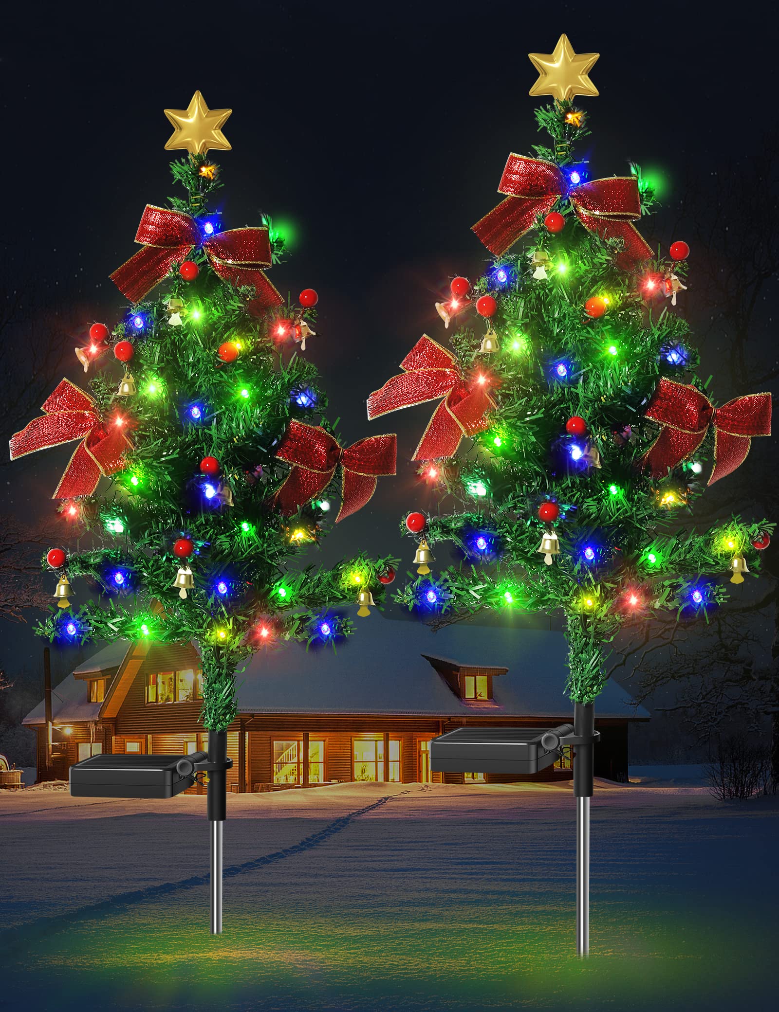 Solar Christmas Decorations Trees Lights Outdoor Waterproof, 40LED-Lights Solar Yard Decorative, Solar Stake Lights Xmas Tree Ga
