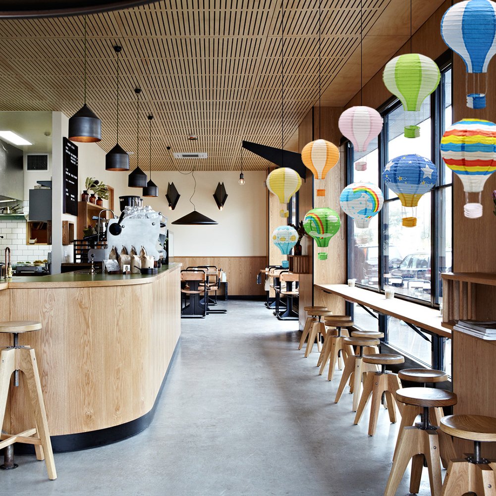 Hanging Hot Air Balloon Paper Lanterns, Reusable Chinese Japanese Party Ball Lamps Decorations Wedding Birthday Anniversary Christmas Engagement, Set Of 10