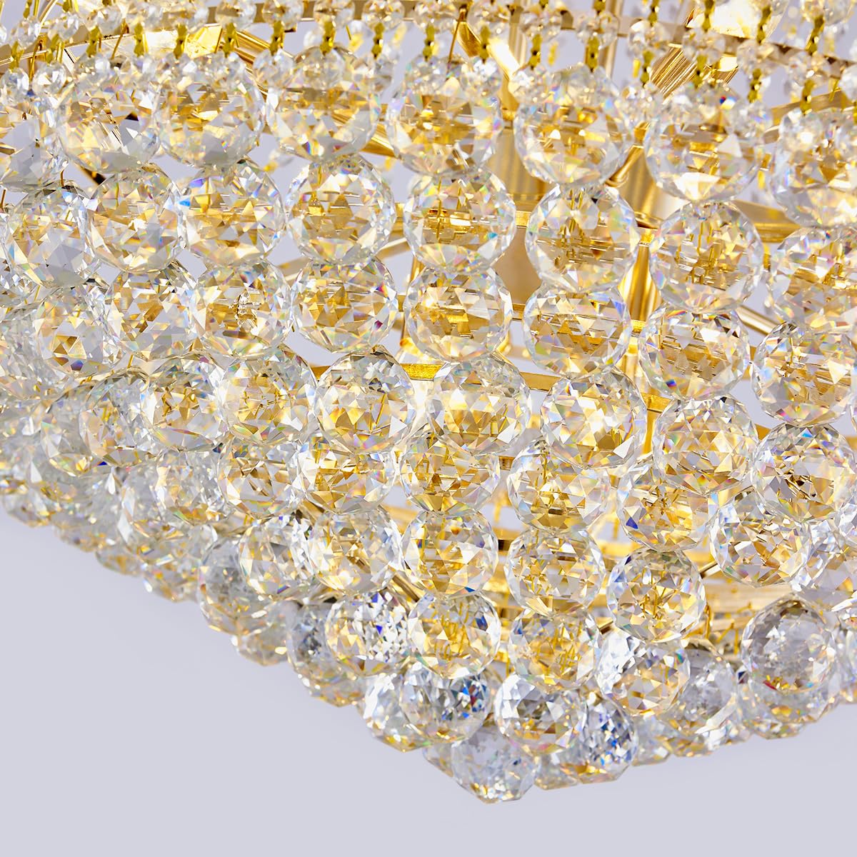 DUNFIZZ 19-Lights Gold Crystal Chandelier, Modern Metal Foyer Fixture, H47 x W31.5 for Staircase, Living Room, Hallway, Model DNF-801