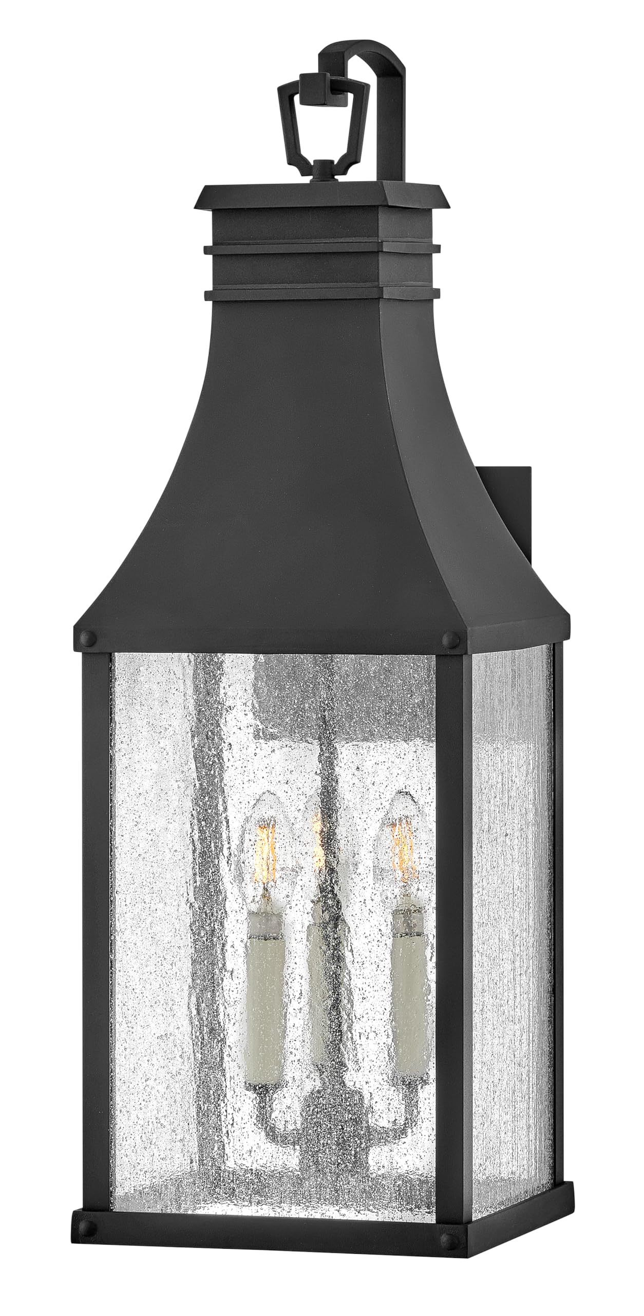 Hinkley Beacon Hill Large Wall Mount Outdoor Lantern - Aluminum, Clear Seedy Glass, Old World Charm - Museum Black Finish
