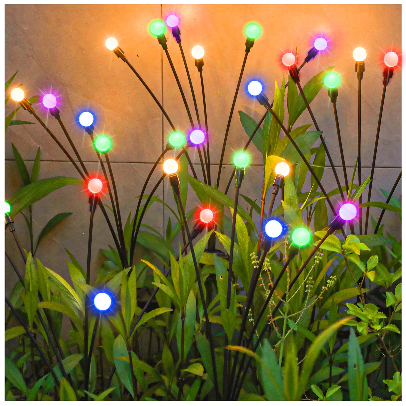 TONULAX Solar Garden Lights, Color Changing RGB, 4 Pack, Polycarbonate, Multicolor, Model nuanbiai