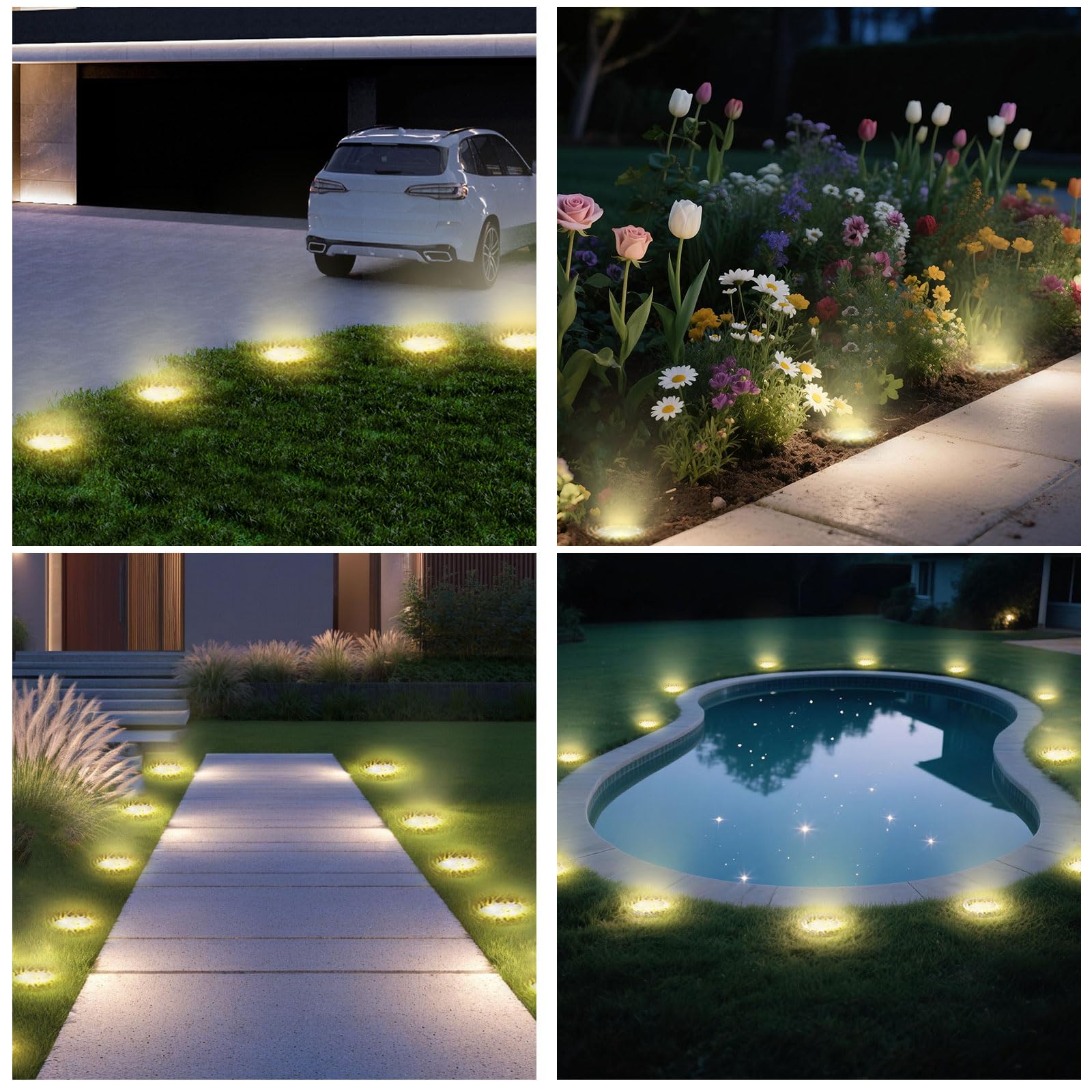 Solar Lights Outdoor 10 Pack  Solar Garden Outdoor Waterproof Pathway Lights Bright In-Ground Light Outdoor Lighting Decor For Lawn  Patio  Yard  Driveway  Step And Walkway Warm Light