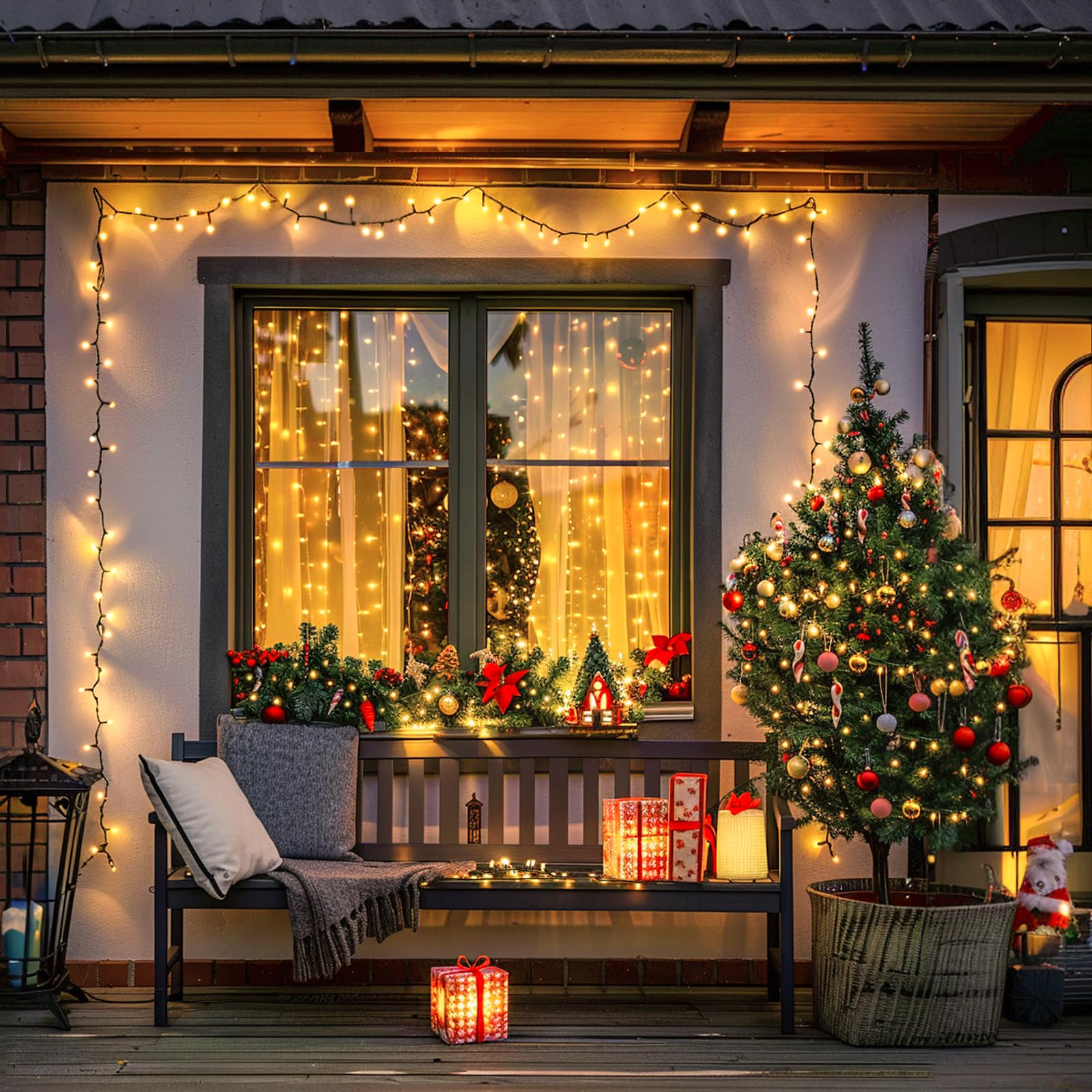 Jmexsuss 272Ft 800 Led Outdoor Christmas Lights, 8 Modes Warm White Christmas Tree Lights Green Wire, Waterproof Led Christmas S