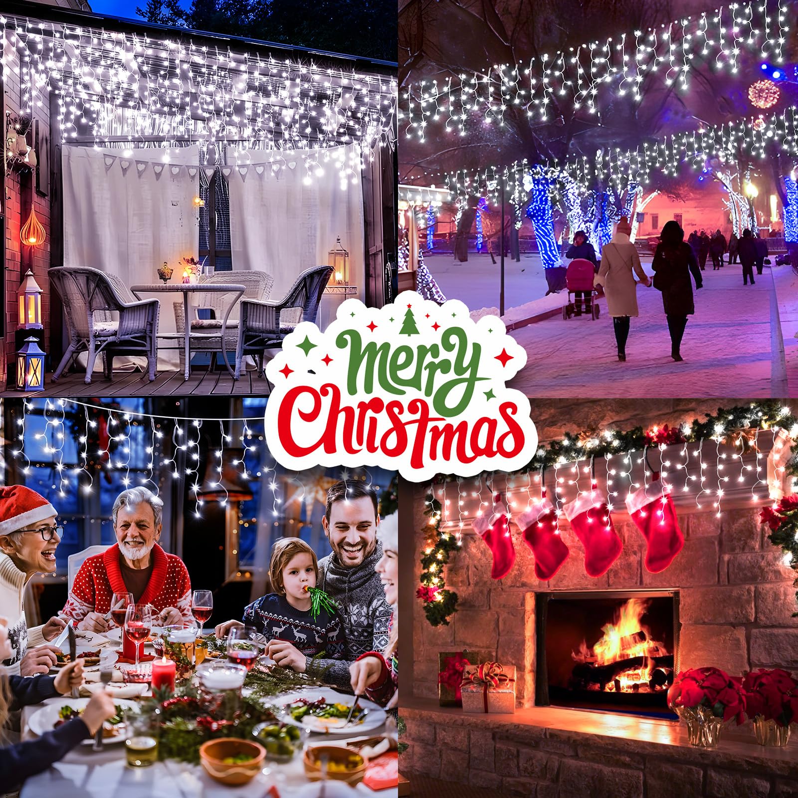 KNONEW 400 LED Fairy String Lights, 33ft Curtain Decor, Cool White, 8 Modes, Clear Wire for Christmas, Wedding & Party Decorations