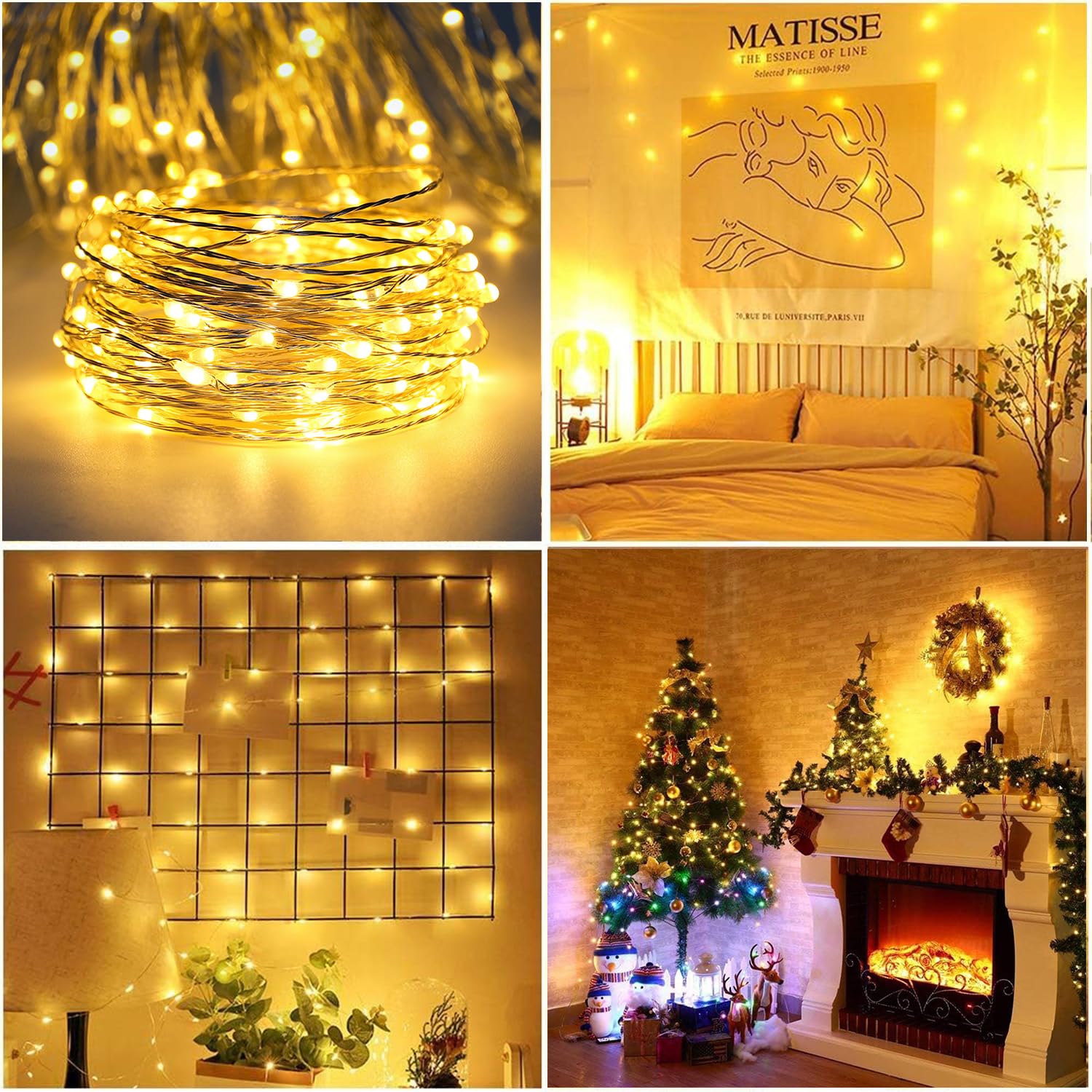 Ruichen 66 Ft 200 Led Warm White Usb String Lights, Copper Wire Fairy Lights With Switch
