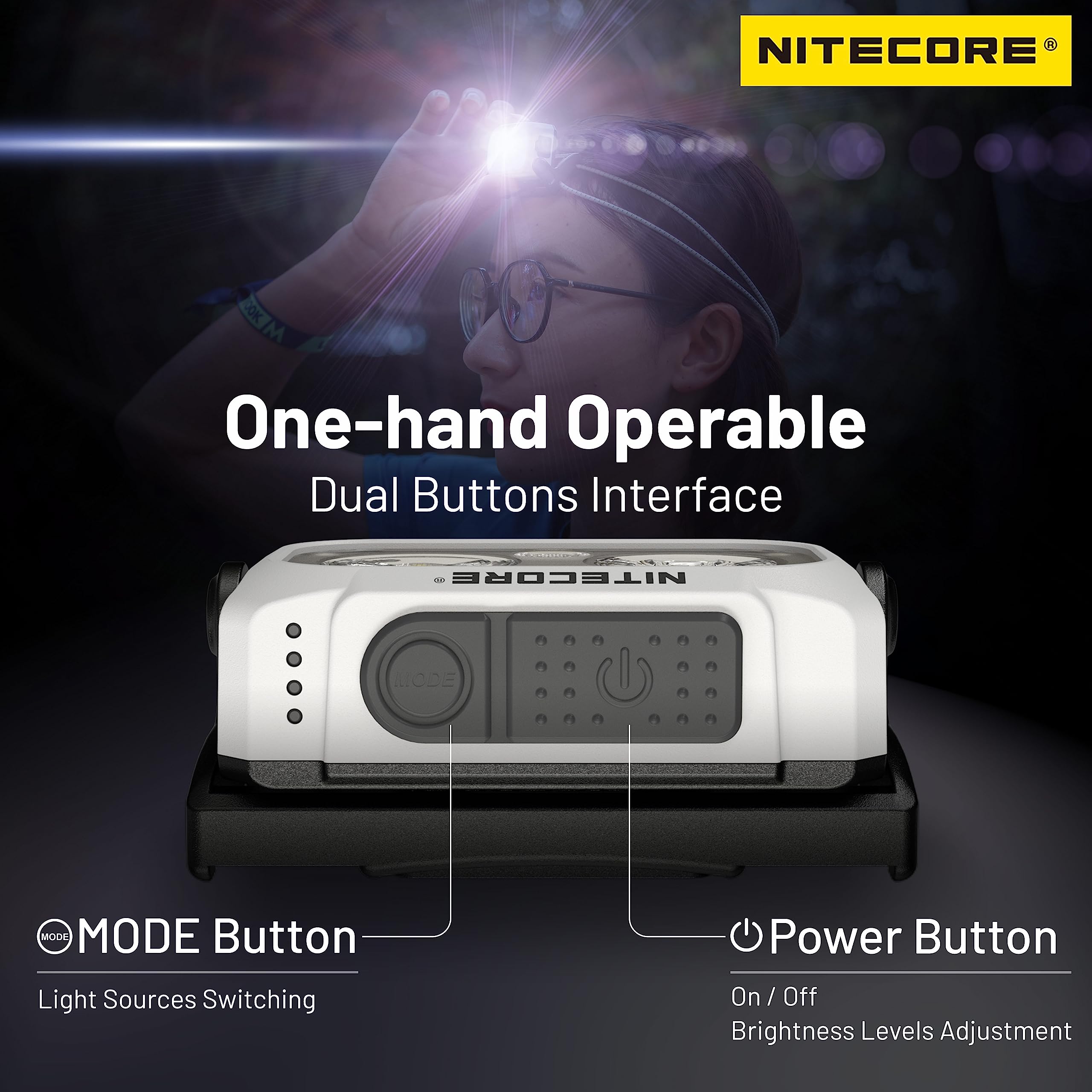 Nitecore Nu21 360 Lumen Ultra Lightweight Outdoor Headlamp Dual Beam Usb-C Rechargeable Headlight Tag (Black)