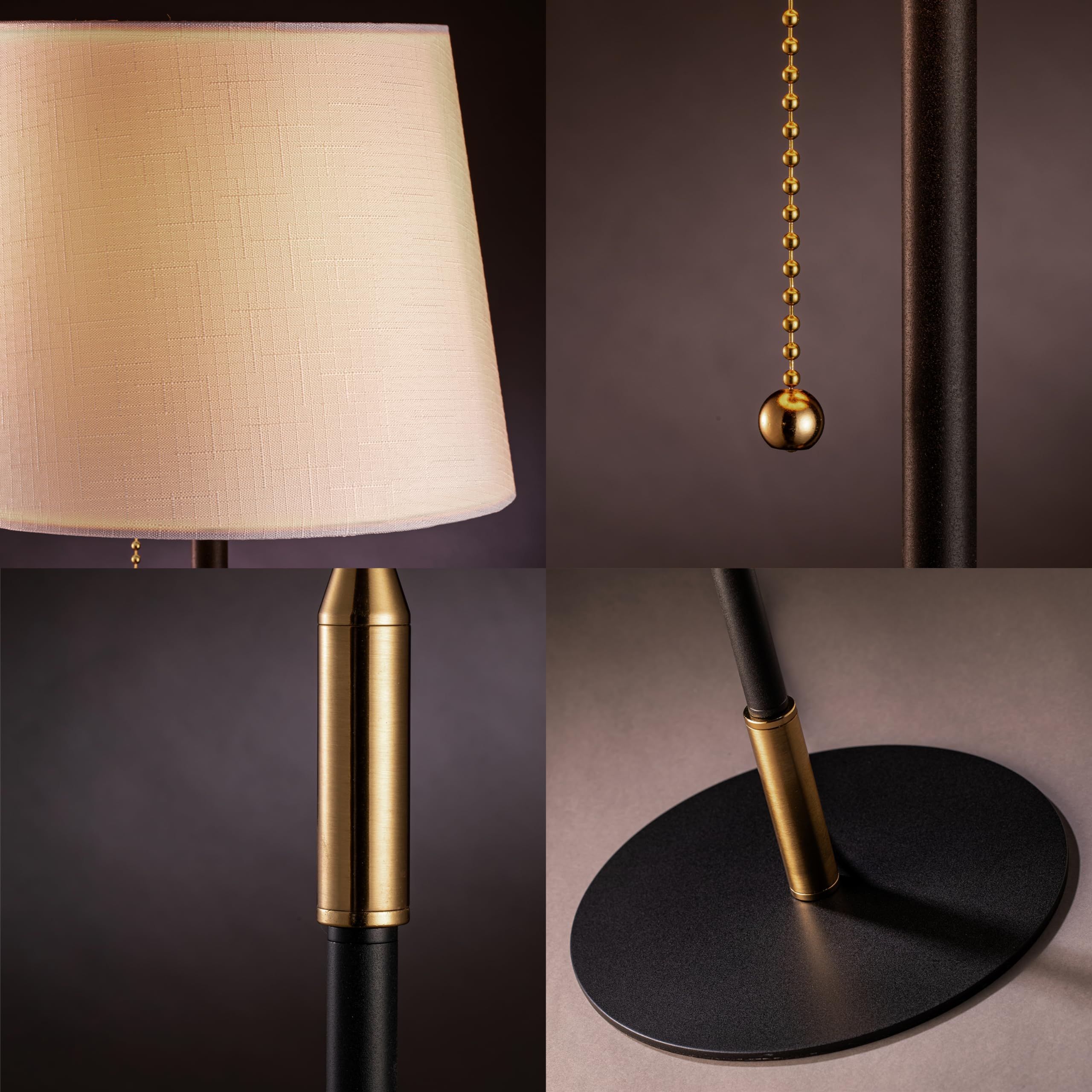 O'Bright Velum - Classic Floor Lamp, Elegant Linen Shade, Pull Chain Switch, Luxury Gold Handle, Modern Minimalist Design - Perf