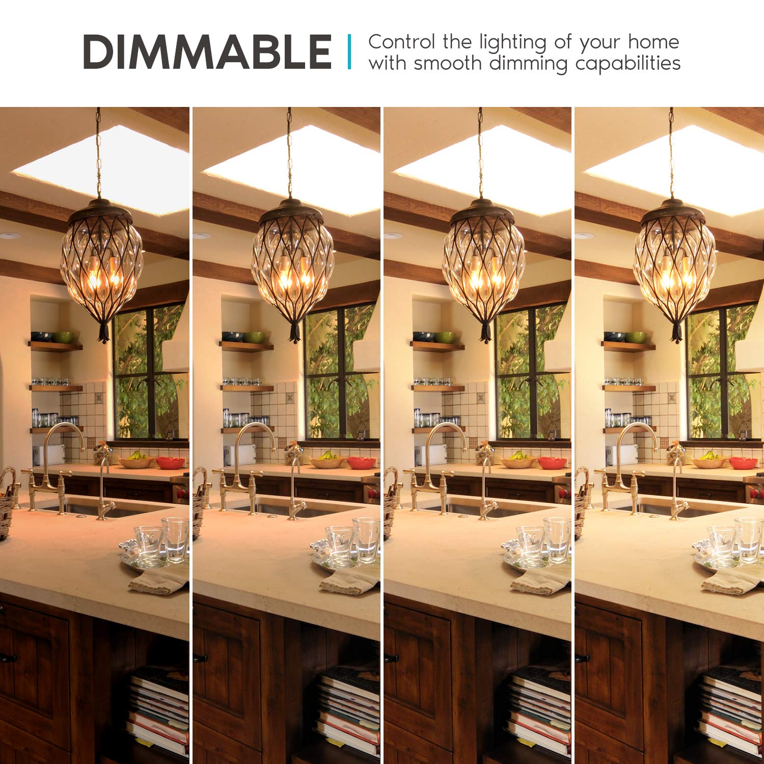 LUXRITE 4W Dimmable Candelabra LED Bulbs, 2700K Warm White, E12 Base, Flame Tip Glass, 360 Lumens, Model LR21553