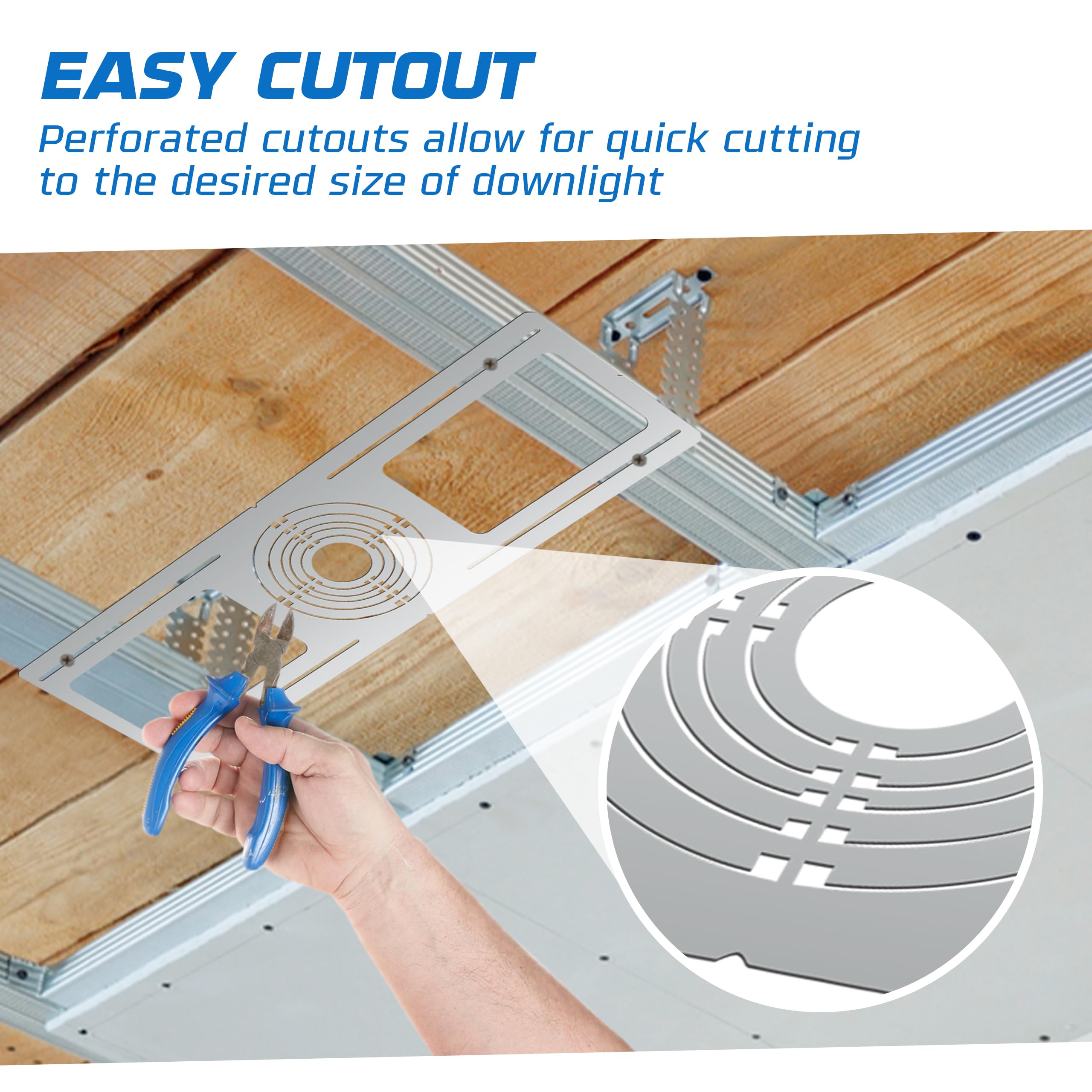 Ohlectric 24-Pack New Construction Recessed Light Mounting Plates  Flat Steel Rough-In Brackets - Symmetric Round Holes W/Multiple Cutouts 2  Til 6  Adjustable Panel For Led Wafer & Recessed Lighting