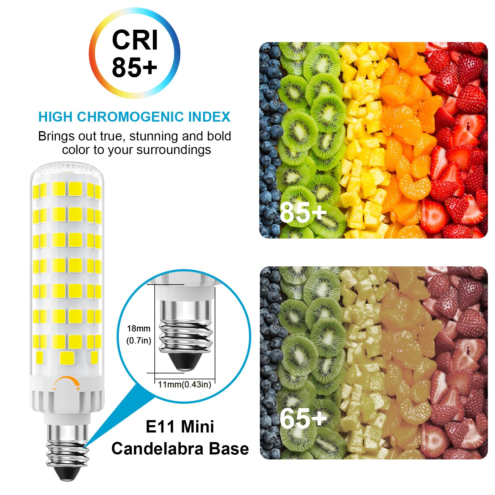 Lacnooe E11 LED Bulb Dimmable 10W 1000 Lumen 6000K Daylight White Mini Candelabra Base 2 Pack