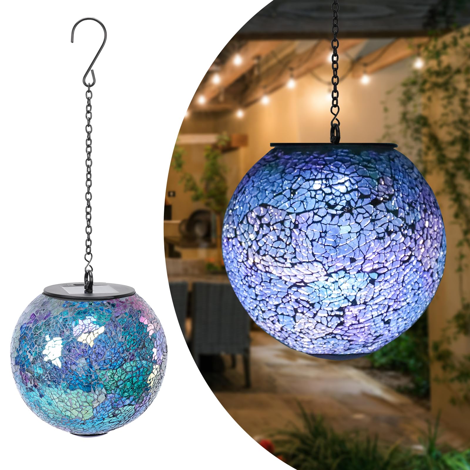 Wonder Solar Purple Solar Hanging Lantern - Waterproof Mosaic Gazing Ball For Garden & Patio Décor
