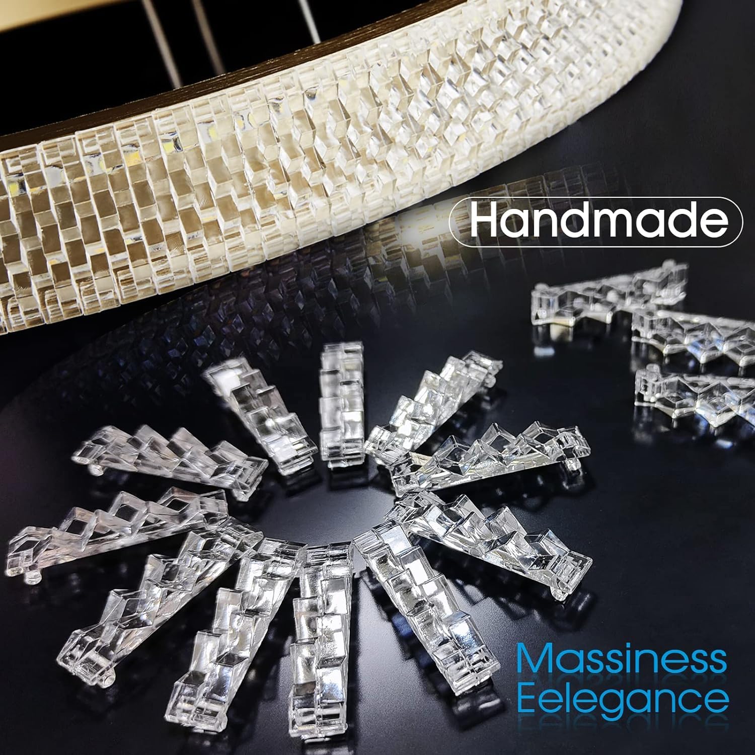 EMBRING Gold Crystal Chandelier 31.5" Dimmable LED Light Fixture, Modern 4 Ring Design, Aluminum, Model SW004-4Rgd-CY-3468