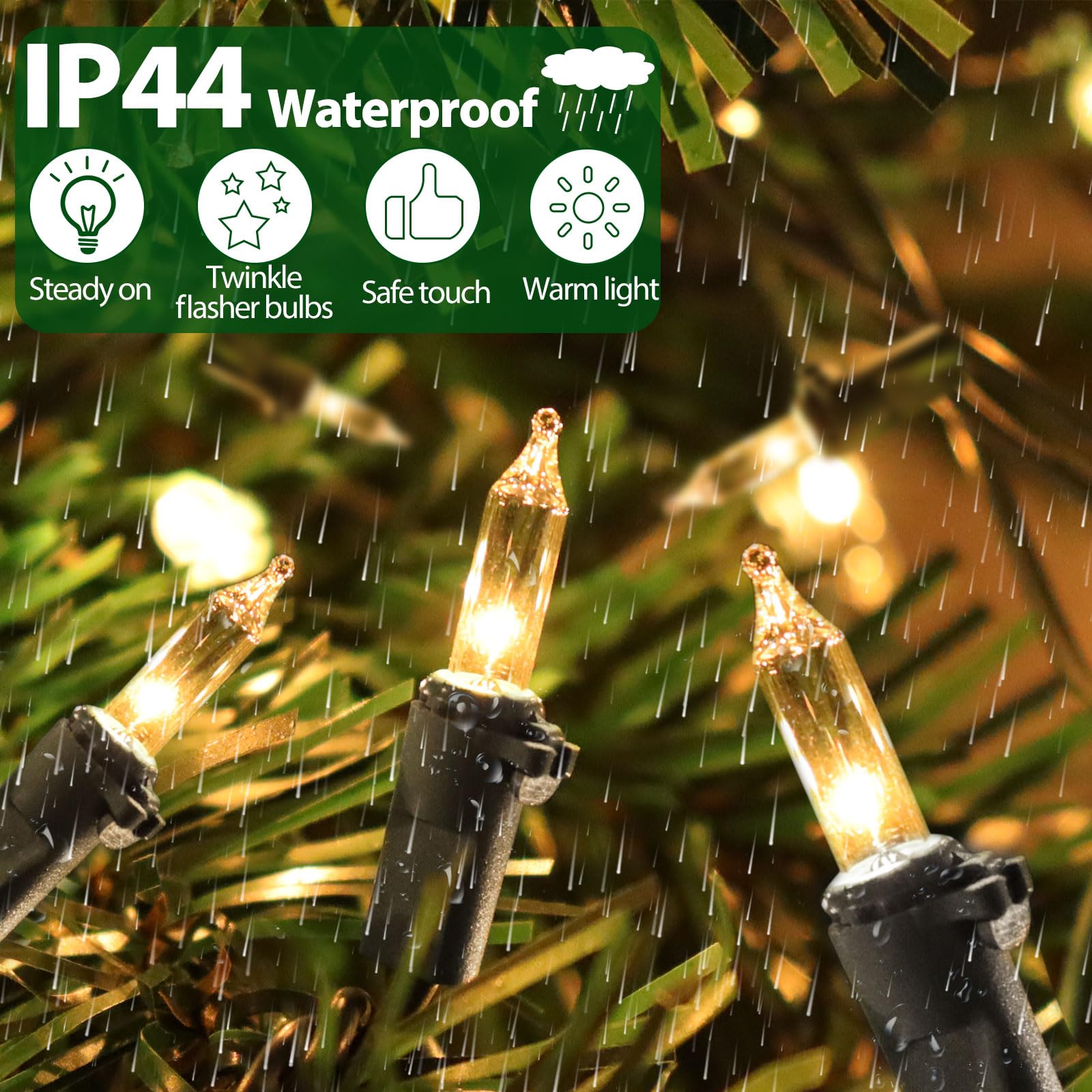 Cxlho Clear Christmas Lights 33Ft 100 Incandescent Bulbs Warm White Mini Lights With Black Wire For Christmas Tree, Garland, Tha