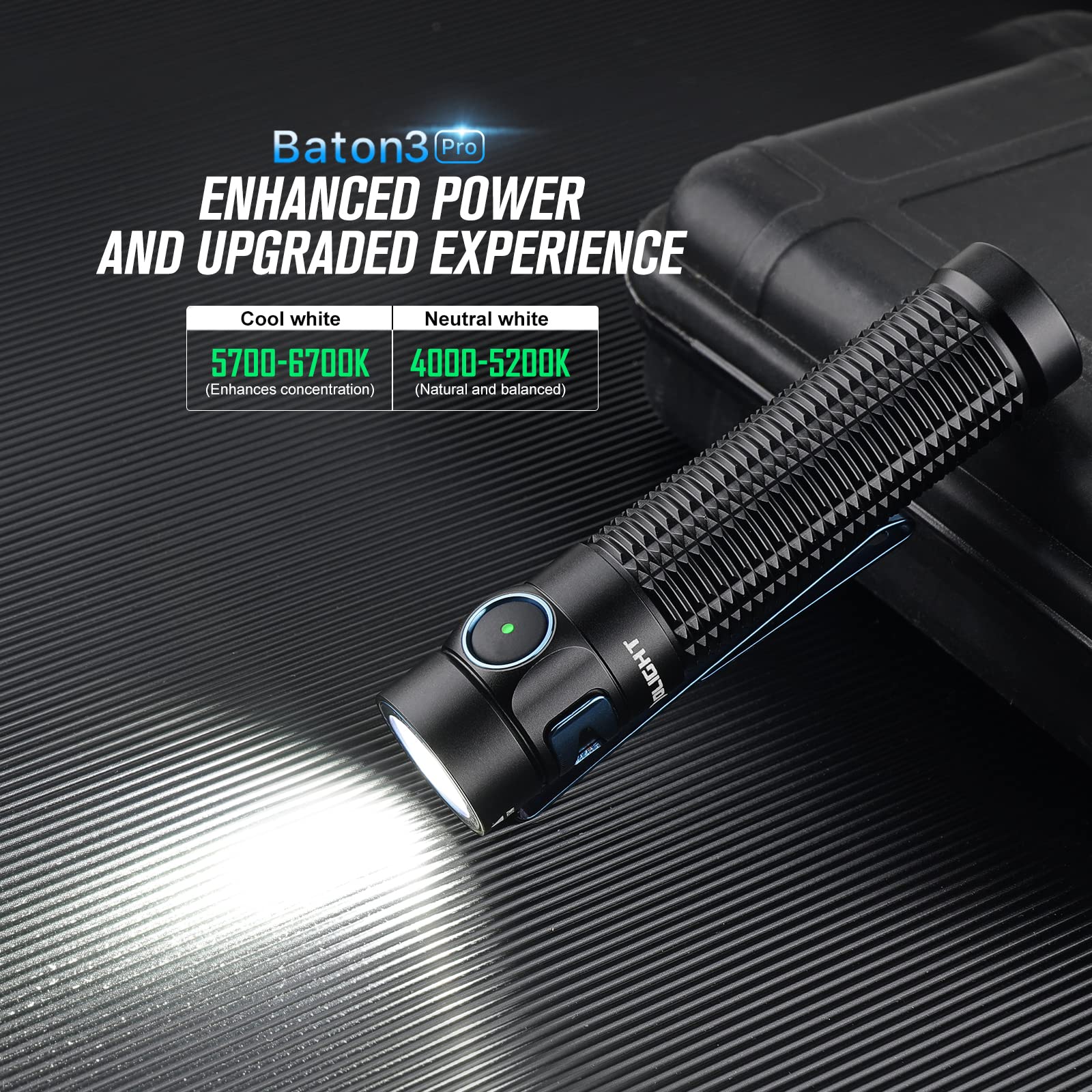 OLIGHT Baton3 Pro Flashlight 1500 Lumens EDC Rechargeable Aluminum Black Cool White, Model O-BATON3PRO-BKCOOL#USFBA