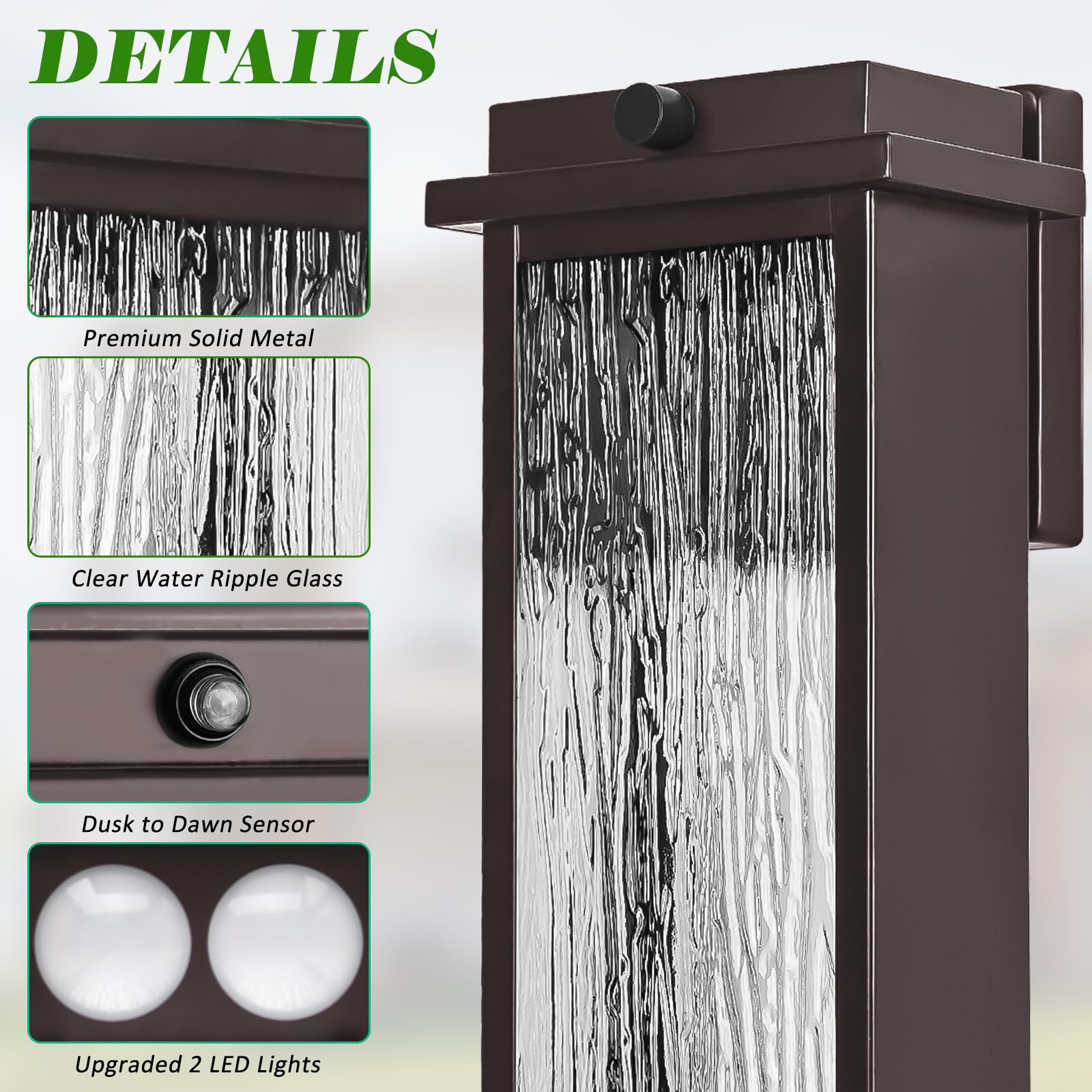 2 Packs Dusk To Dawn Led Outdoor Light 20'' Extra Large , Oil Rubbed Bronze Modern Exterior Lighting Fixtures, Outside Porch Lig