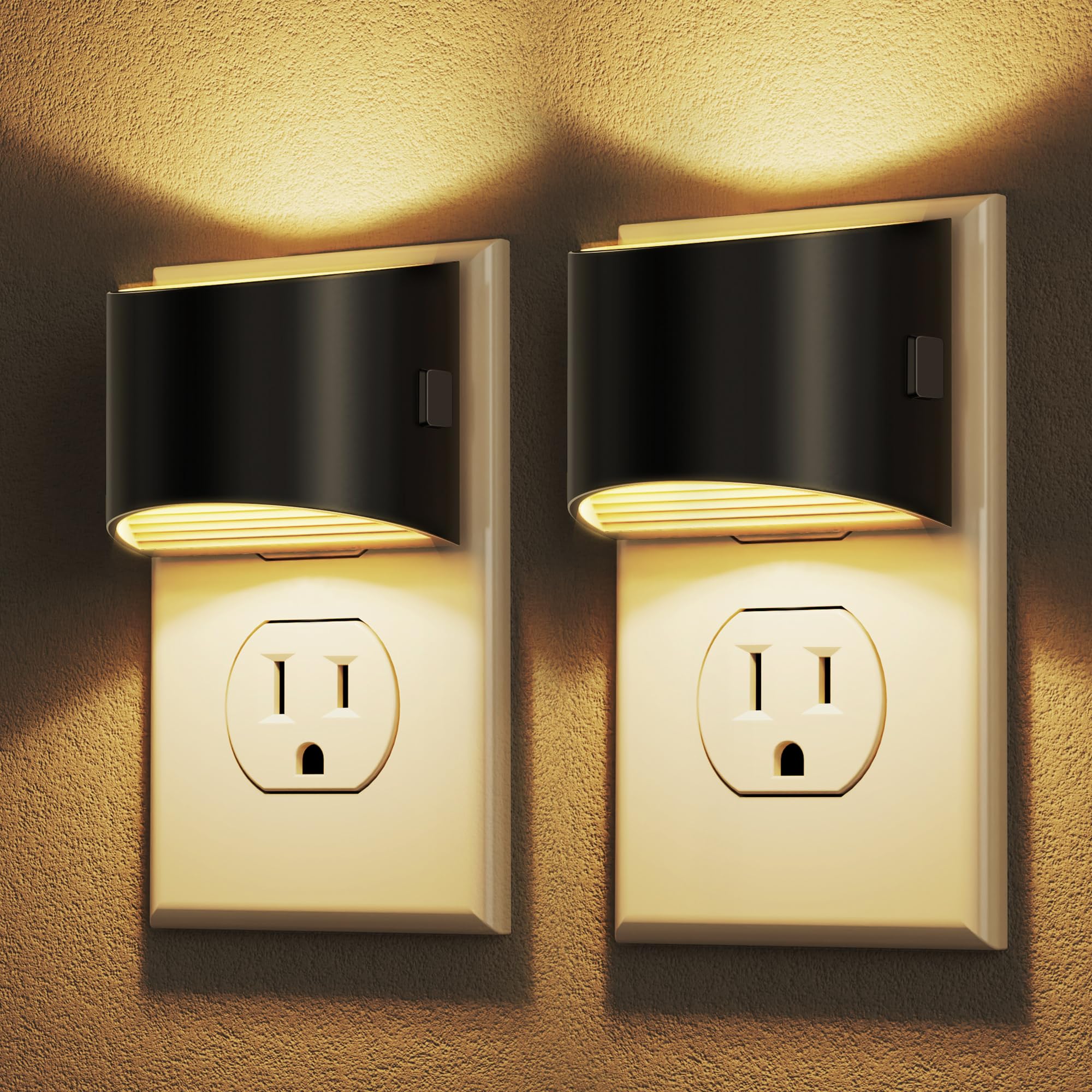 DORESshop LED Night Light Plug-in 2 Pack, 3 Level Brightness, Dusk to Dawn Sensor, Arc-Warm White, Model D-GY10702US-2