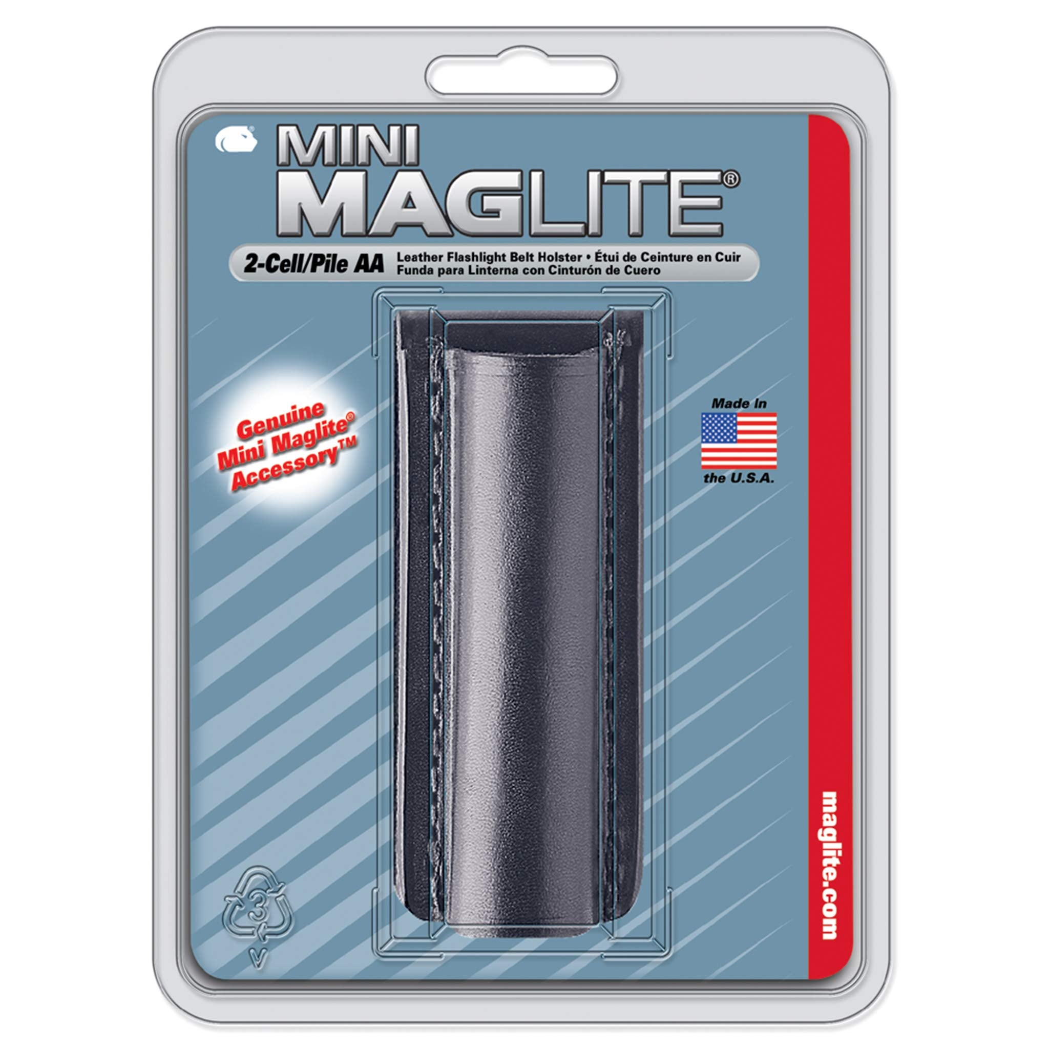 MagLite Black Leather Holster for AA Mini Flashlights, Model AM2A026