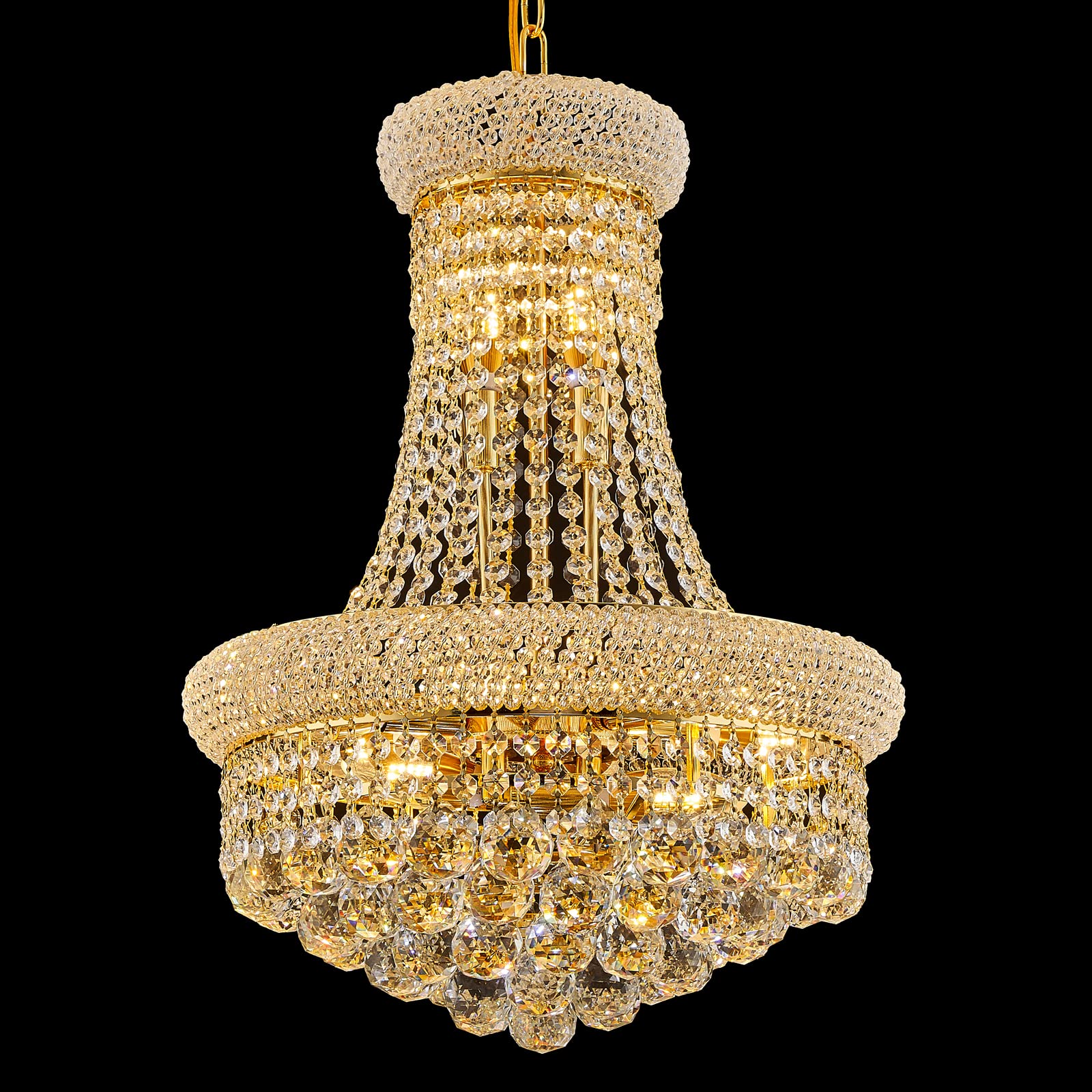 Homeooze 31 - Light Large Empire Crystal Chandelier For High Ceiling Foyer Entryway Staircase Living Room Dining Room Gold Finis