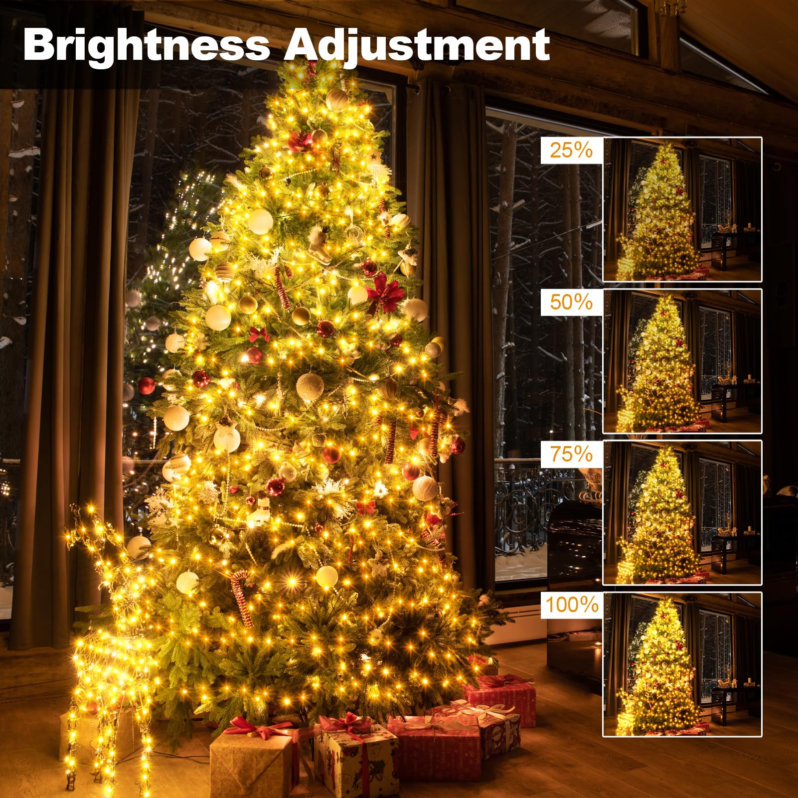 Echosari Battery Operated Christmas Red White Green String Lights, Dual Color Changing 100 Led Fairy Lights 33Ft With Remote Timer Christmas Lights For Xmas Tree Festive Decorations