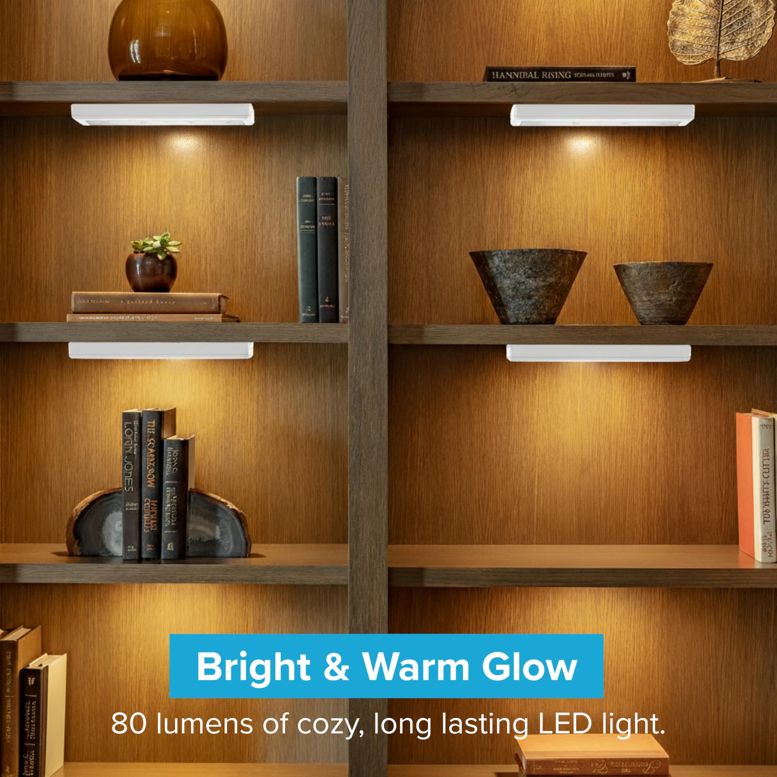 Brilliant Evolution Wireless LED Under Counter Lights, 4-Pack, 3000K Warm White, Battery Operated, Model BRRC120IR4, Stick On Fixtures