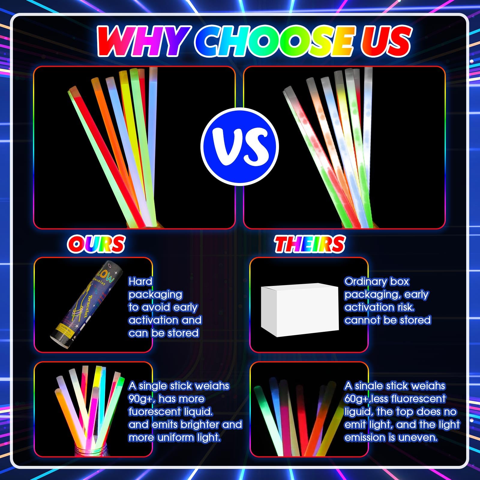 Lewtemi Glow Sticks - 10 Pcs Jumbo 14 Inch Emergency Light Sticks, Red - Perfect for Halloween, Camping, and Survival Kits