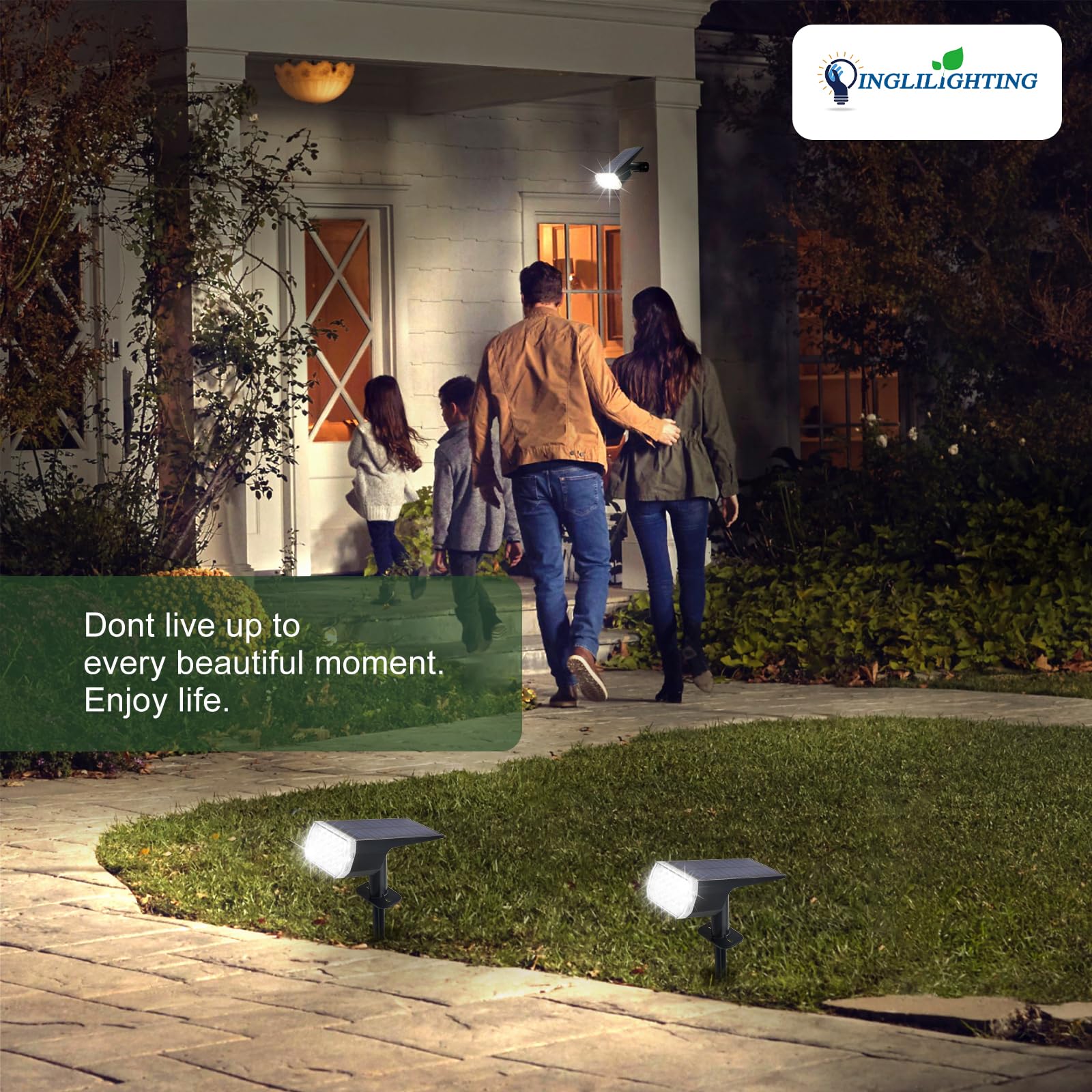 DINGLILIGHTING Solar Spot Lights, 6 Pack, IP65 Waterproof, Cool White, Model WS-MPS22-6-WH.NA-B-1, 3 Lighting Modes for
