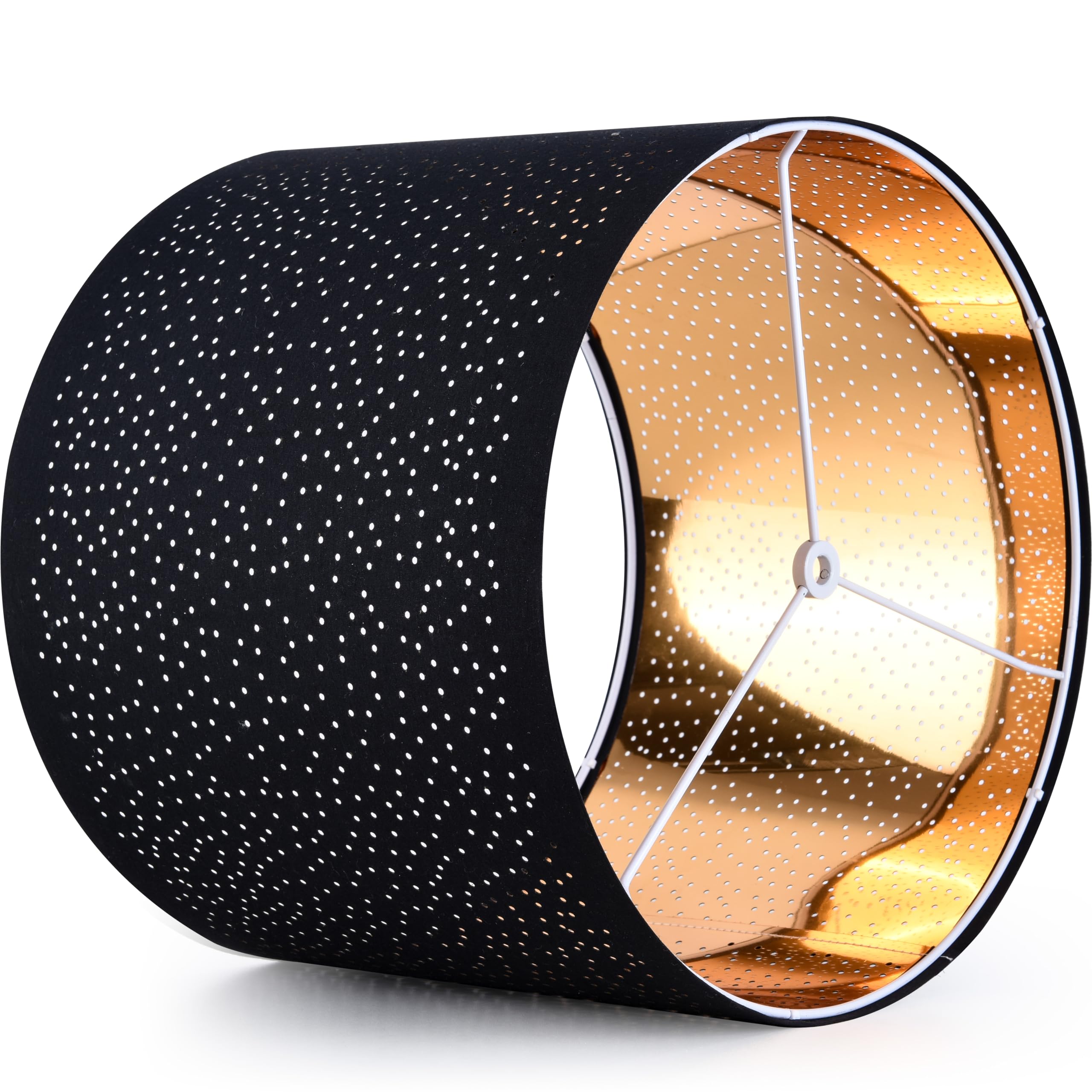 GO&SO Black Drum Lampshades Set of 2, Laser Drilling Design, 13"x13"x10", Fabric, Model GS5-16-BL-2
