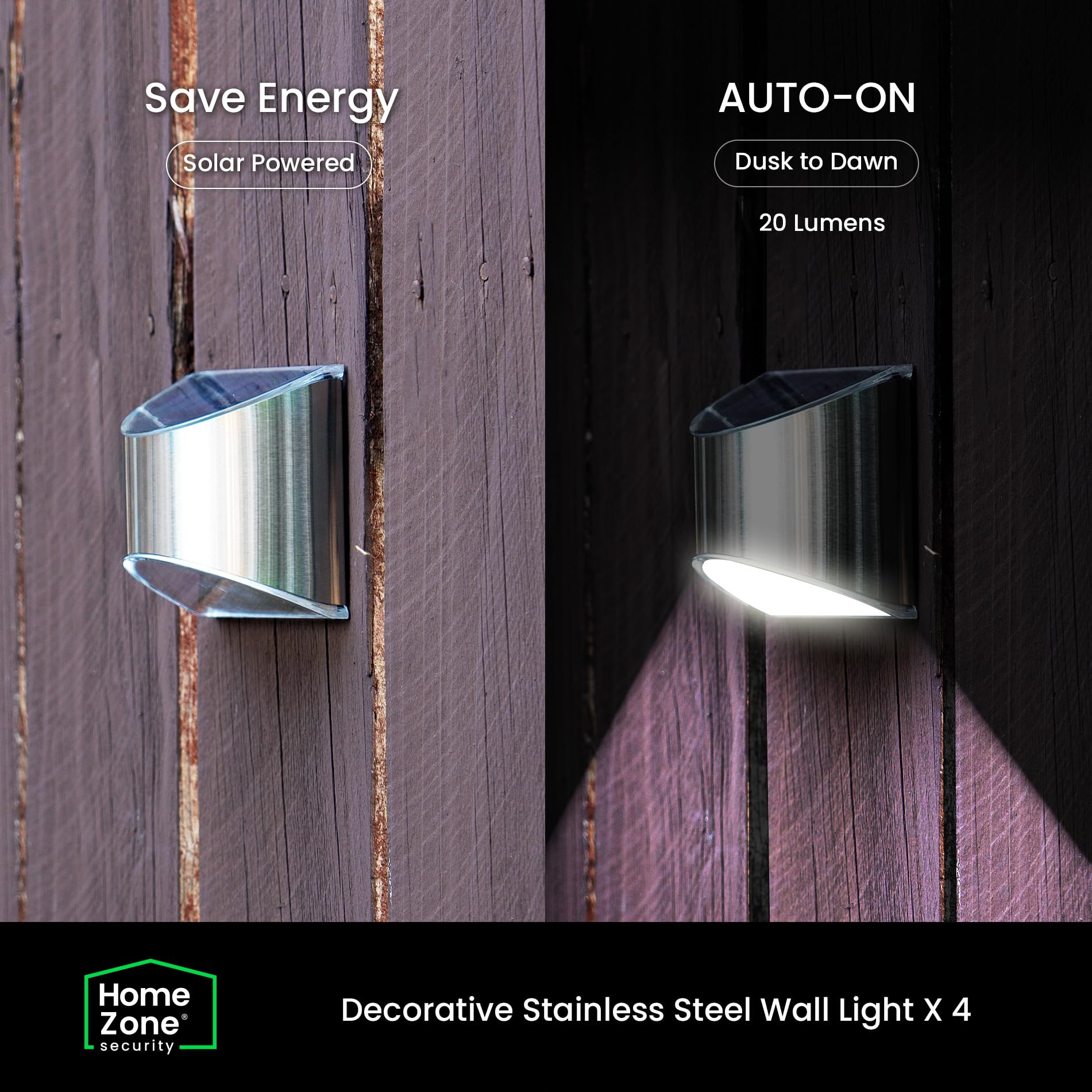 Home Zone Security Solar Wall Lights - Decorative Outdoor Solar Fence Post And Step Lights, Weatherproof With No Wiring Required
