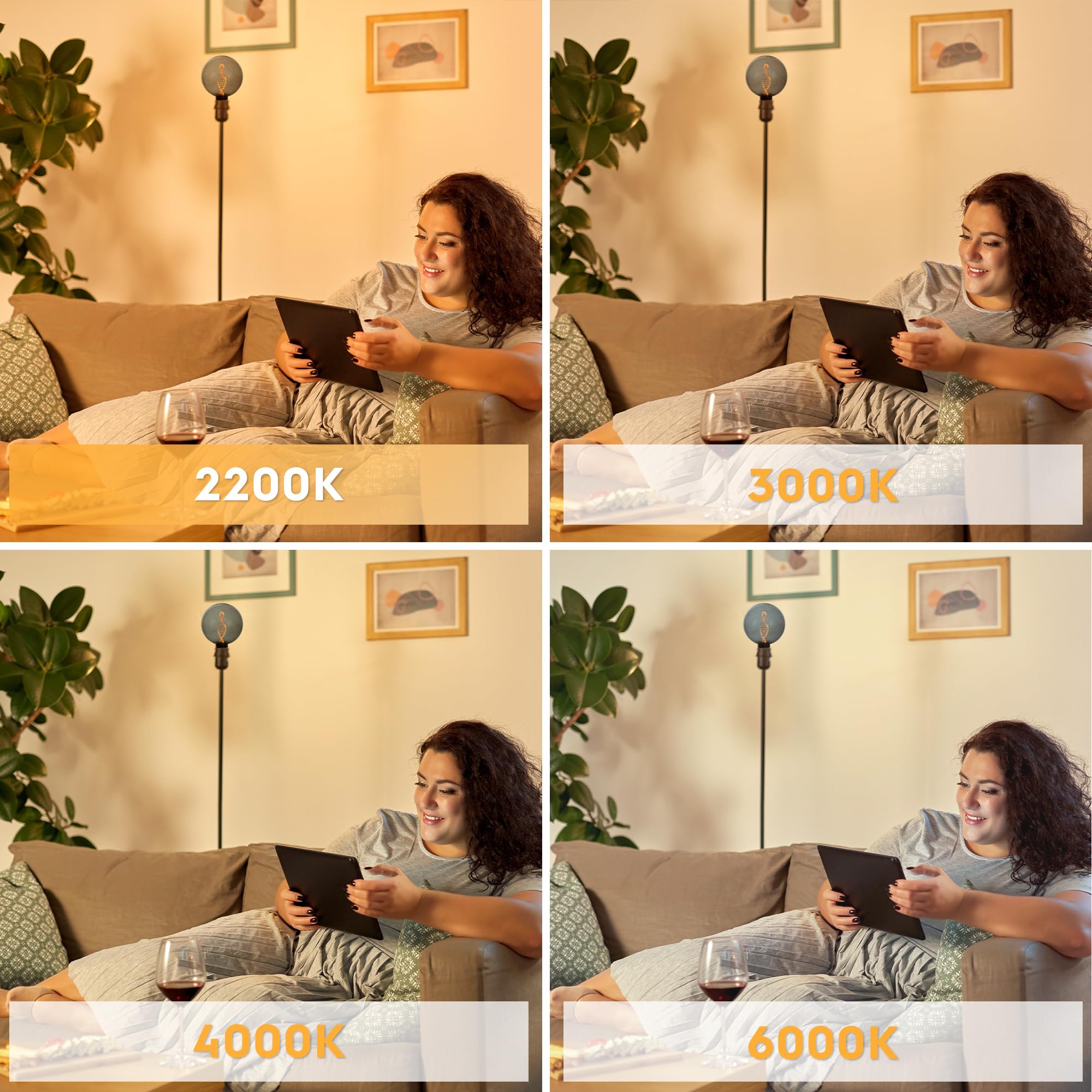 Harwez Globe Unique Decorative Light Bulbs, Oversized Vintage Edison Dimmable Led Bulb, 3.5W 55Lm Low Lumen Eye-Caring Soft Dim