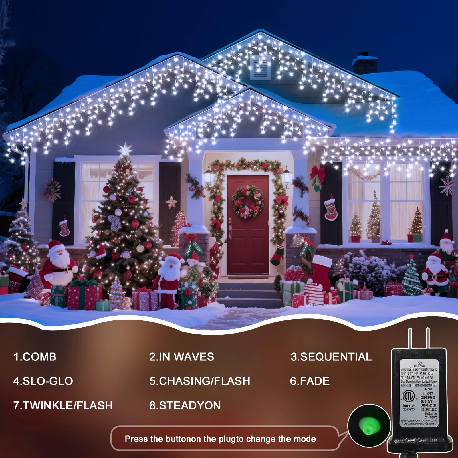 Jdgjyds 98 Ft Ice Light For Outside  900 Led Christmas Lights Outdoor Plug In  Christmas Ice Lighting With 8 Modes & Timer For Holiday  Party  Wedding  House  Patio  Outdoor Decor(Cool White)