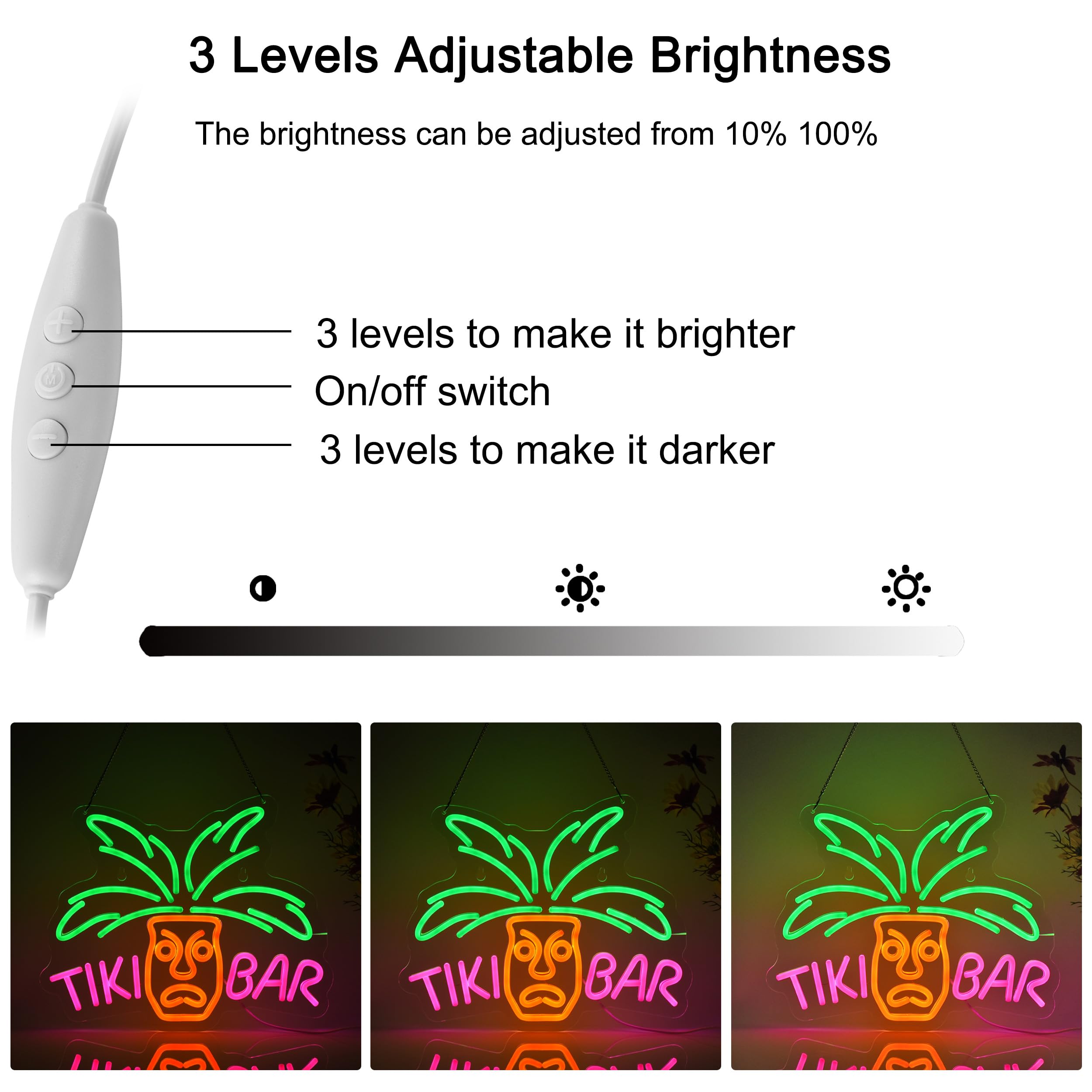 Geewkooy Tiki Bar Neon Light Sign Acrylic Dimmable Led Neon Sign 16"X13" Beer Bar Pub Club Restaurant Wall Deocr Artwork Gift Signs