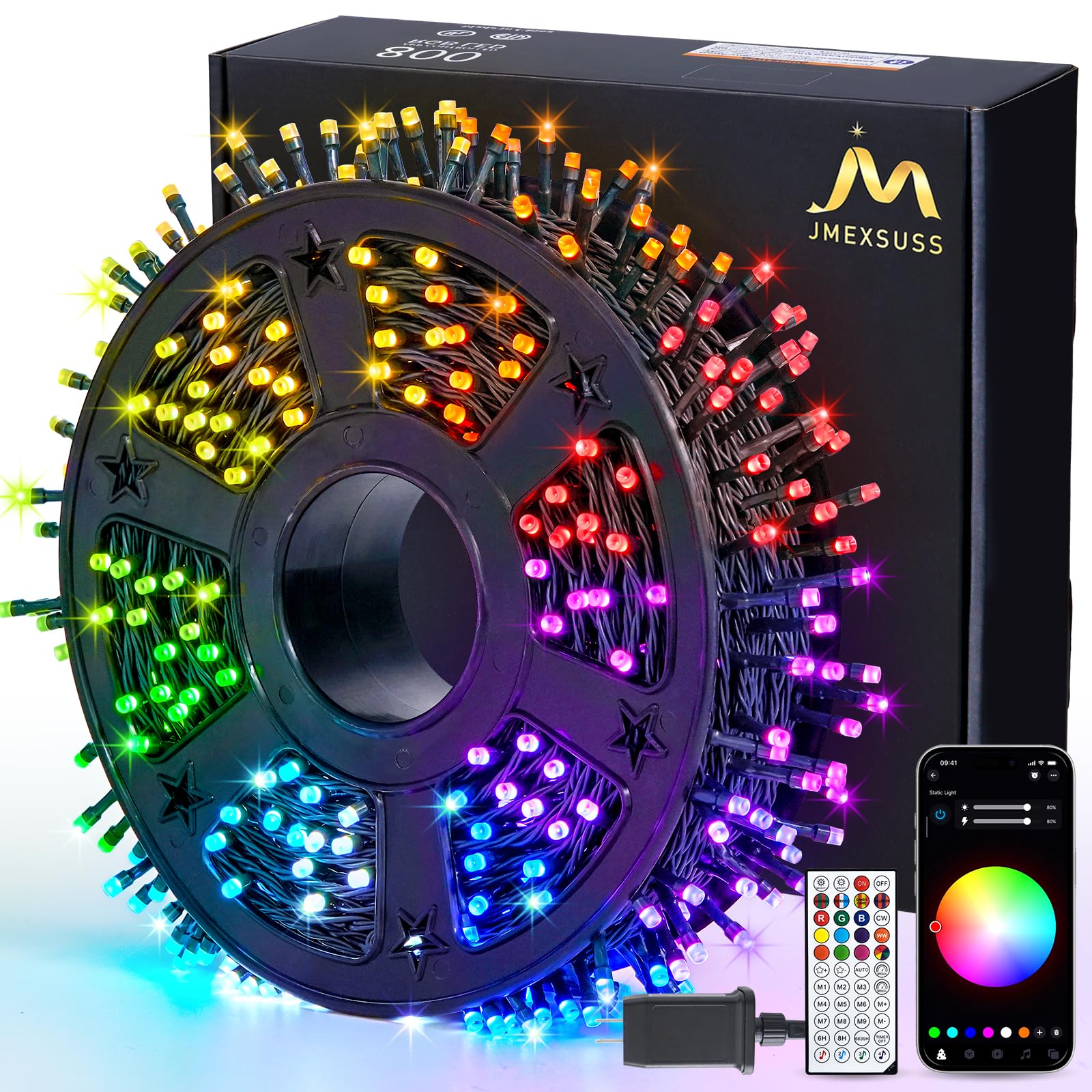 JMEXSUSS 800 LED Smart Color Changing Christmas Lights Outdoor, 272ft RGB Christmas String Lights with Remote & APP, Waterproof 
