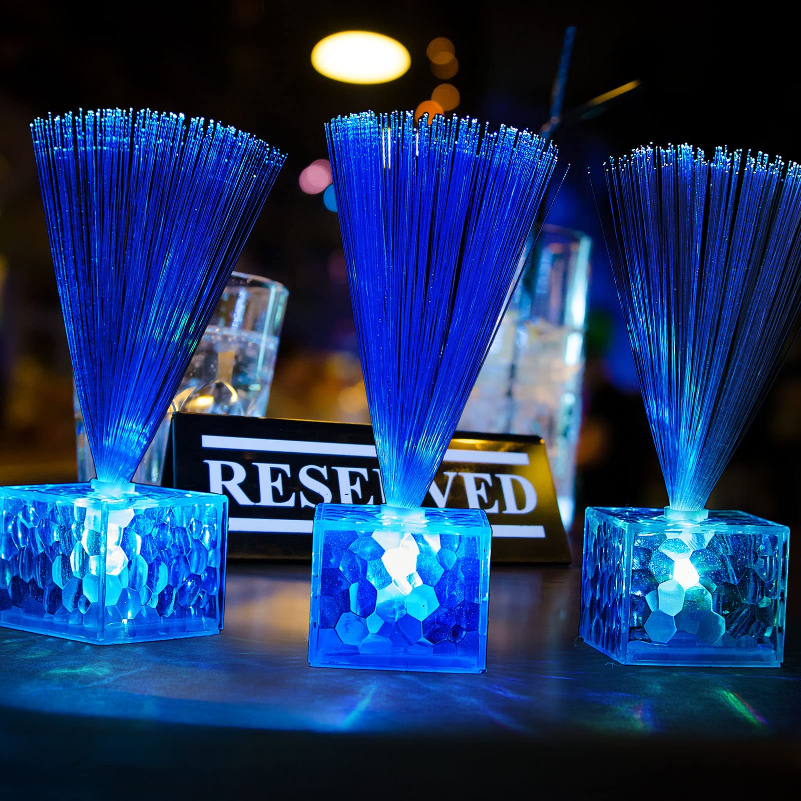 Amylove 16 Pieces Mini Fiber Optic Lamps Bulk 5.5 Inch Small Led Light Up Centerpieces For Table Decorations With Crystal Base B