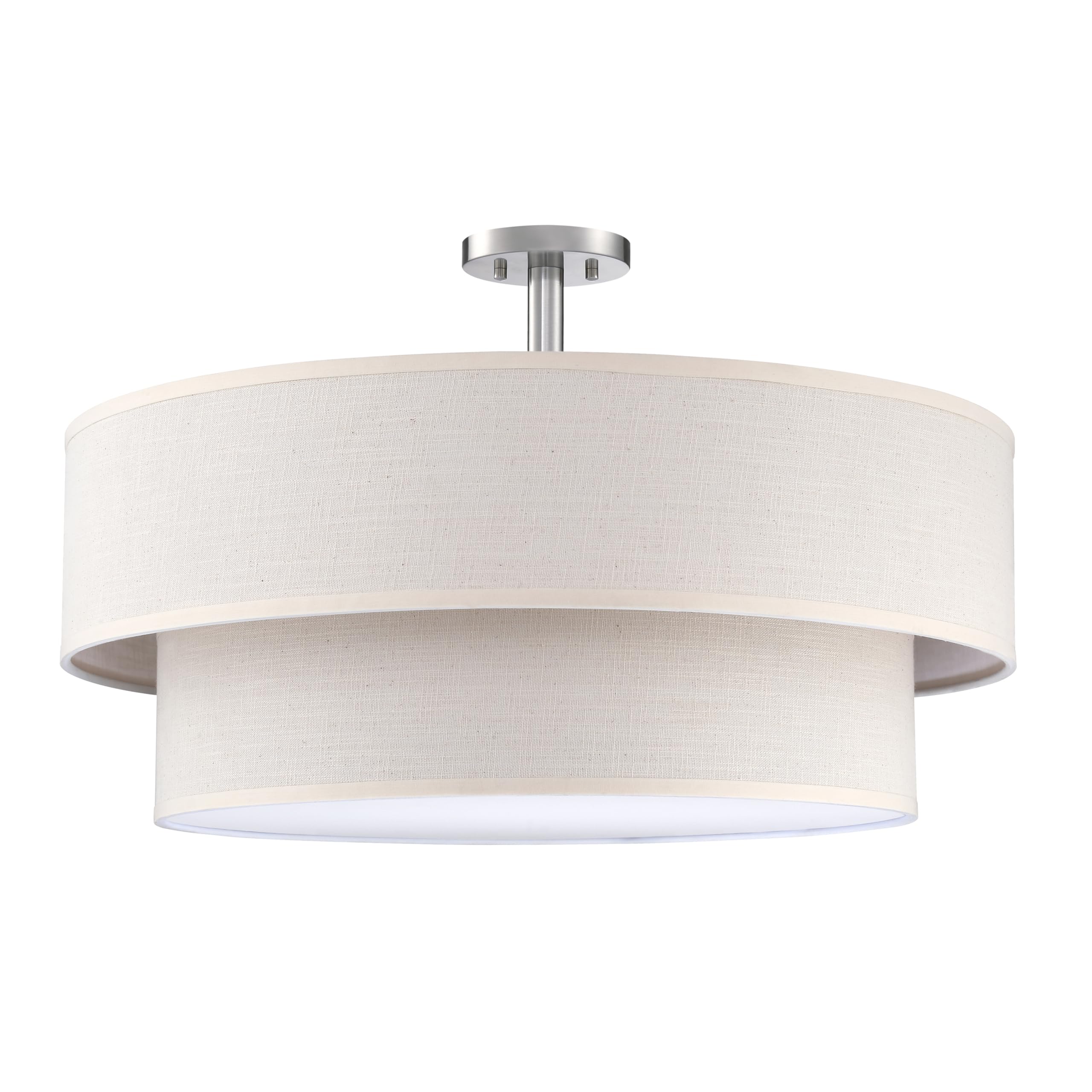 Dolaimi House 5 Light Semi Flush Mount,Close To Ceiling Light Fixture With Linen Fabric Shade Brushed Nickel Finish 24 Inch Semi