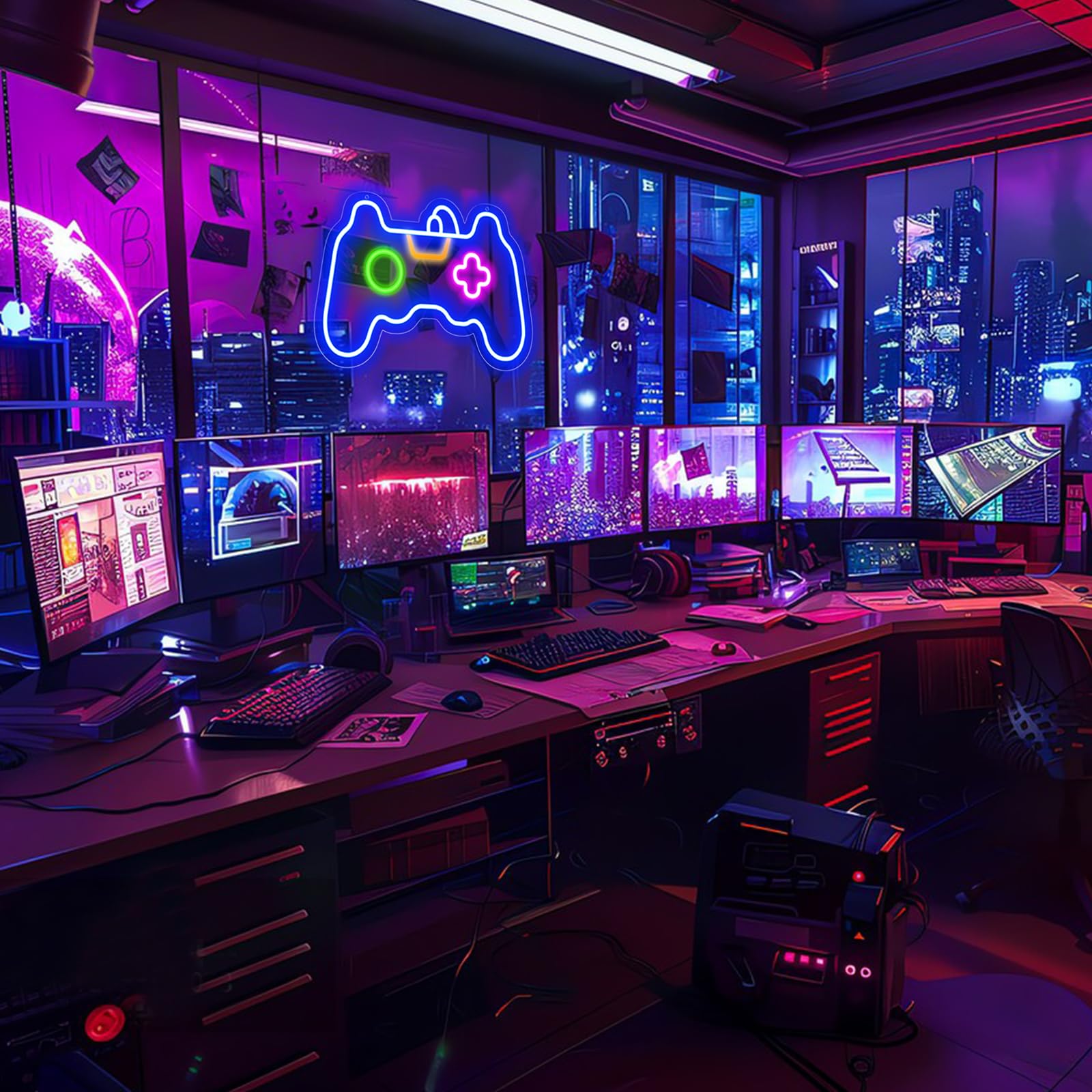 Kenfari Gamer Neon Sign  Gamepad Shaped Led Neon Sign For Gamer Room Decor  Game Neon Light For Teen Boy Room Decor  Best Gamer Gifts For Boys  Kids
