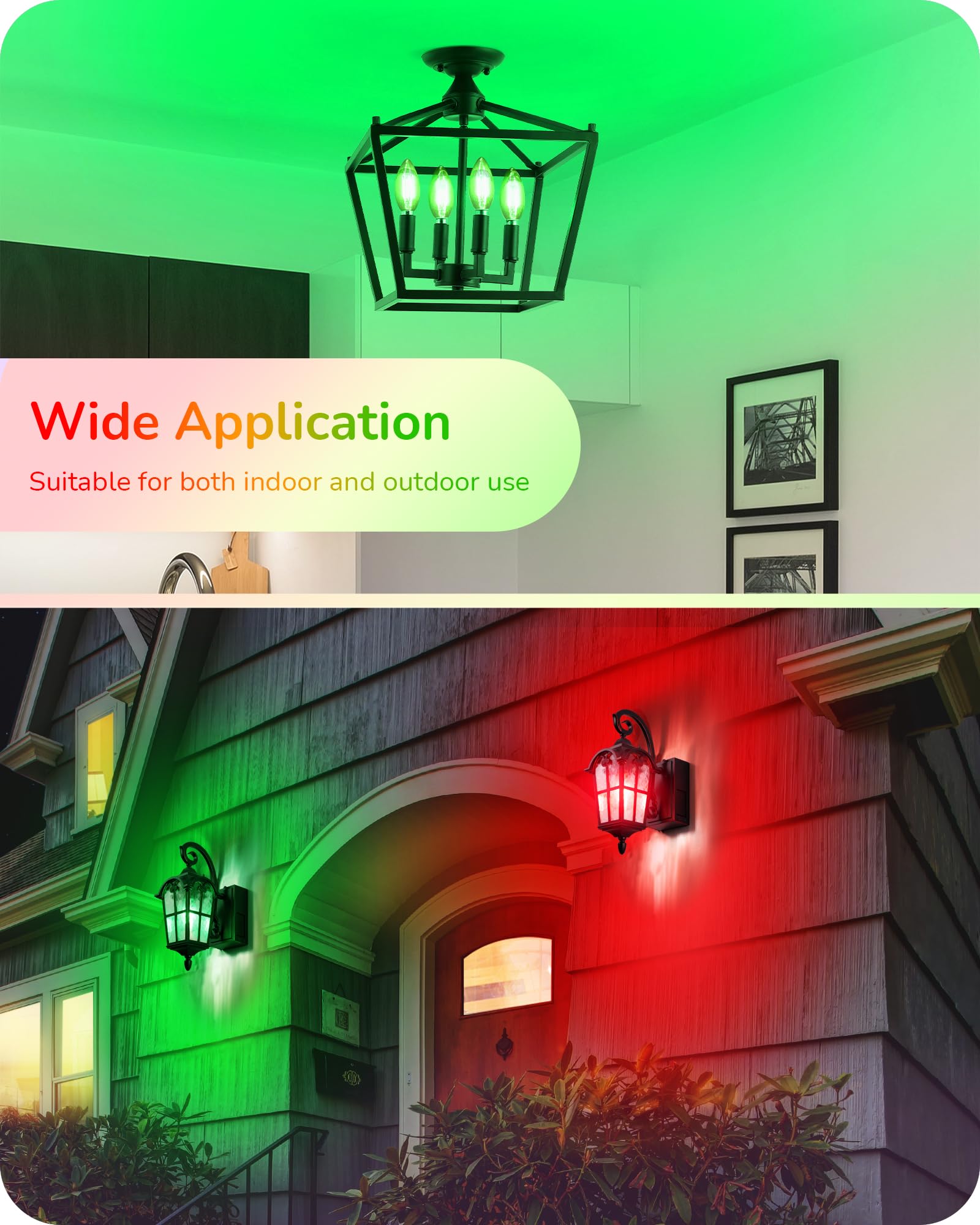 EDISHINE C35 Dimmable LED Light Bulbs, 5W Equivalent, Clear Glass, Red & Green, E12 Socket, 6 Pack, UL Listed