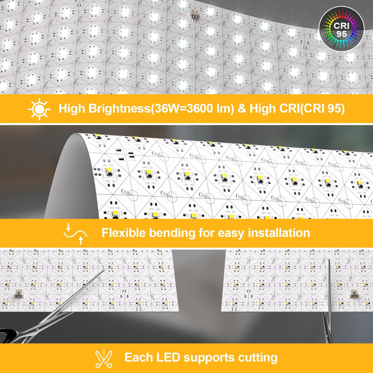 Lichaser LED Backlight Sheet 4 Pack, Dimmable 6000K 24V, Flexible Remote & APP Control, 19.7x9.7 Inch, White for Counter