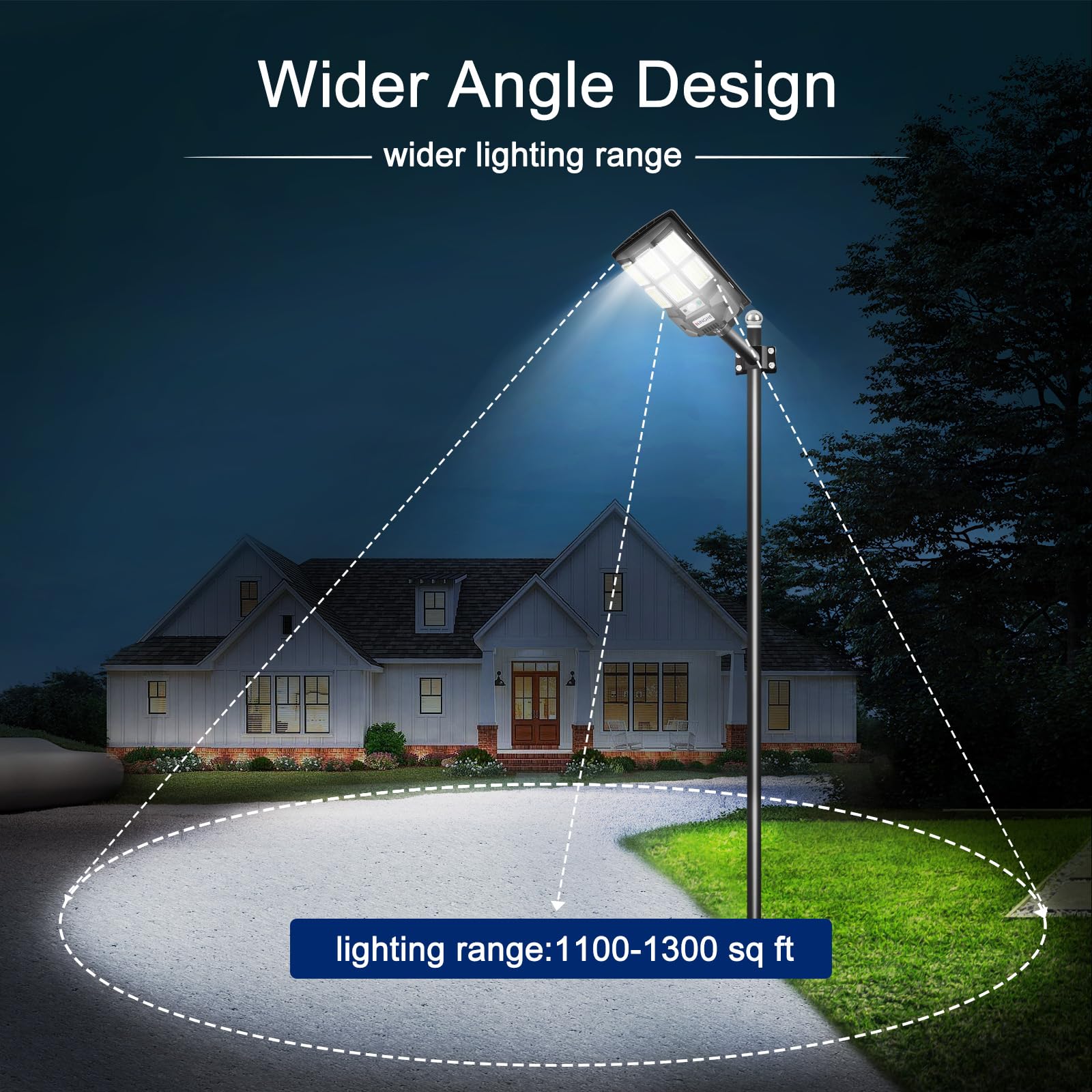 KingHe Solar Street Lights Outdoor: Dusk to Dawn Solar Parking Lot Lights with 3 Modes Motion Sensor Remote Control, 6000K 276 L