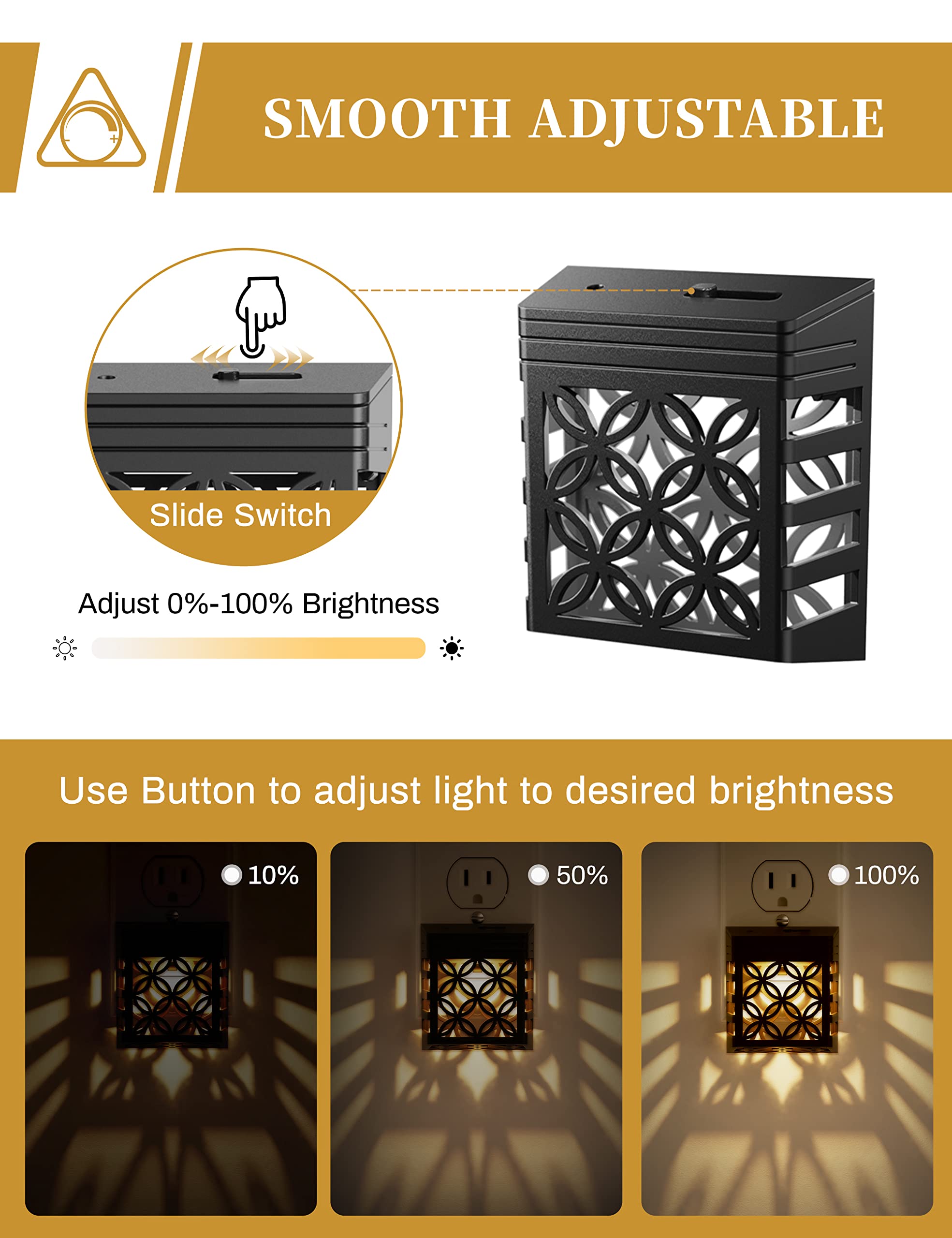 Doresshop Plug In Night Lights [4 Pack], Night Lights, Night Lights Plug Into Wall, Dusk To Dawn Sensor, Adjustable Brightness,