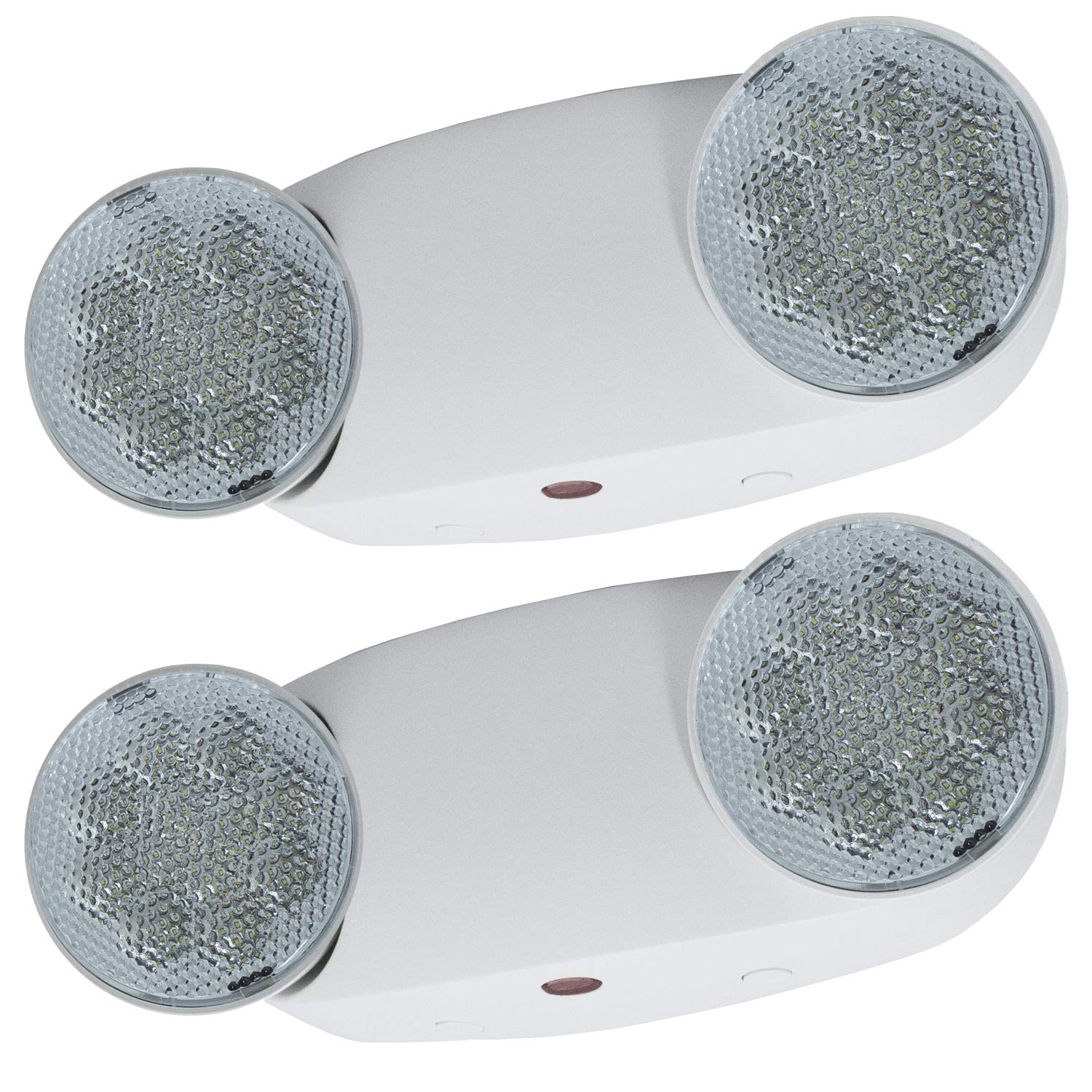LFI Lights | Bright Oval Emergency Light | White Housing | Two LED Adjustable Round Heads | Hardwired with Battery Backup | UL L