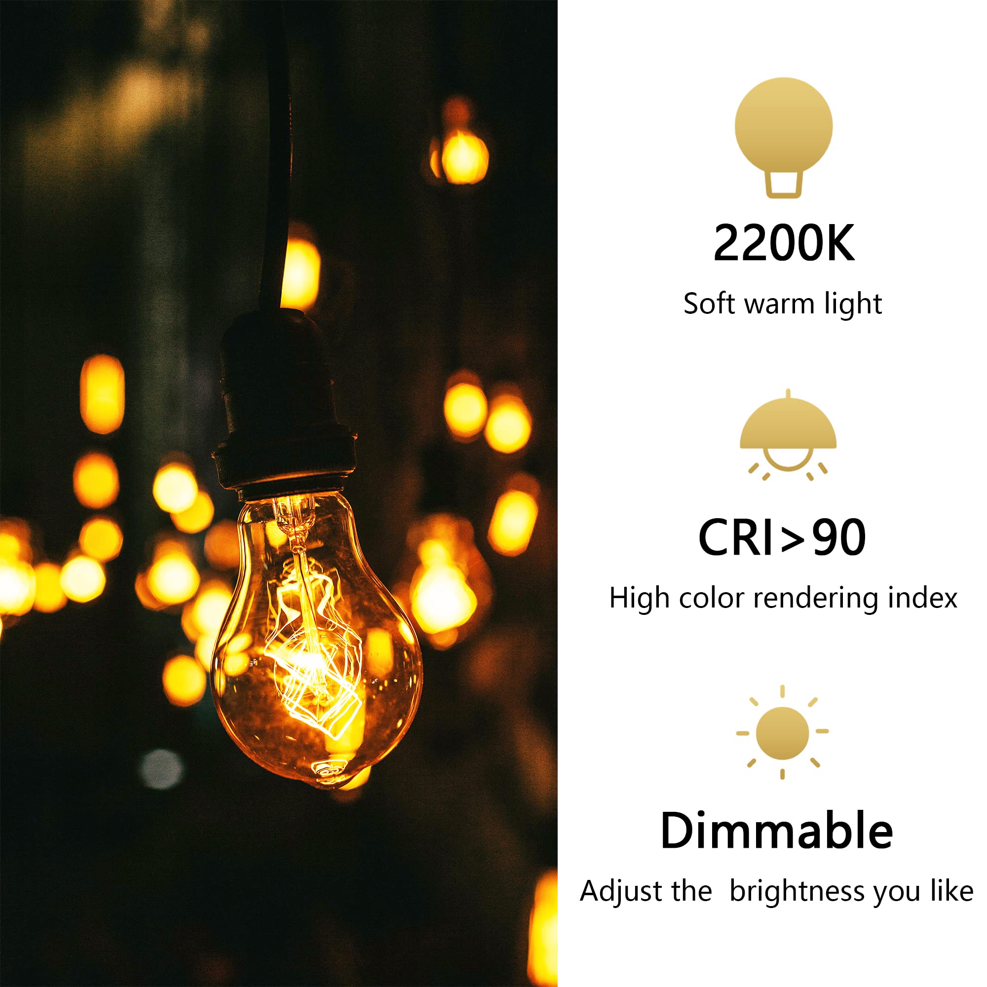 Figame A19 Edison Bulb 40W 6-Pack - Dimmable 120V Amber Glass, Antique Retro Style Old-Fashioned Incandescent Bulb, 2200K Warm Y