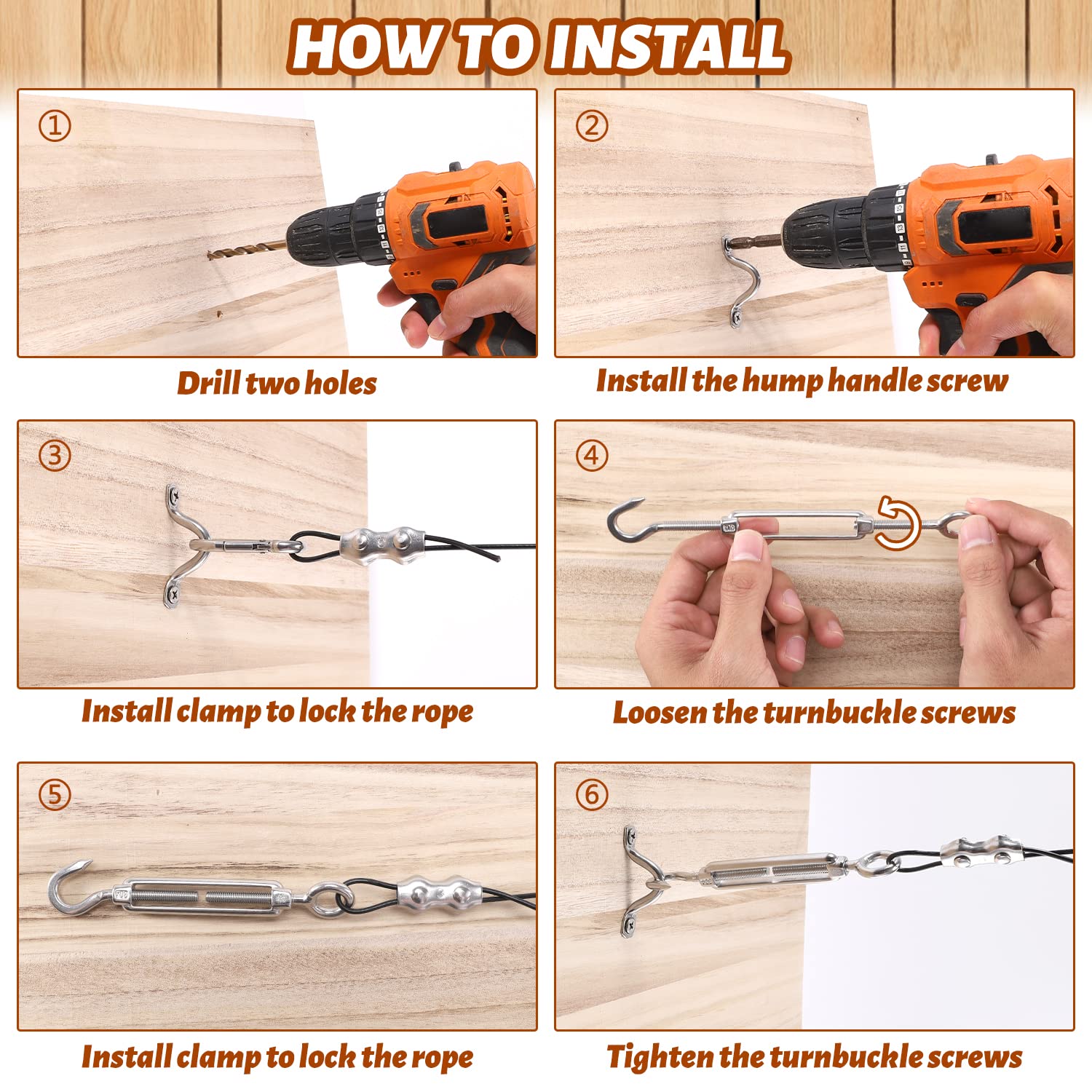 Guattine String Light Hanging Kit, 300 Ft Nylon Coated Stainless Steel Cable And Enough Accessories, Guide Wire For Outdoor String Lights, Patio Lights, Camping Lights