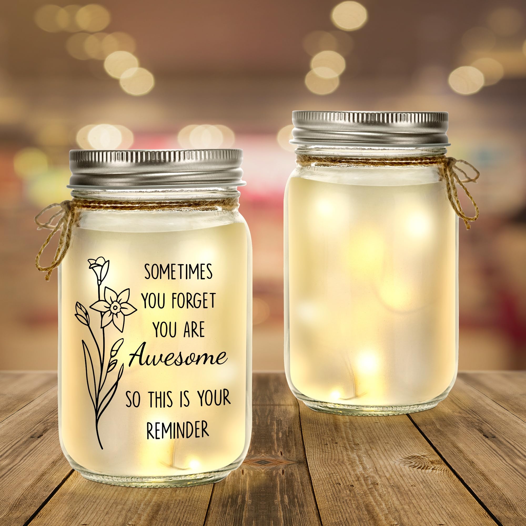 Kenon Mason Jar Gifts For Women, Birthday Gifts For Women, Home Decoration Lights, Personalized Jar Night Light Thank You Christ