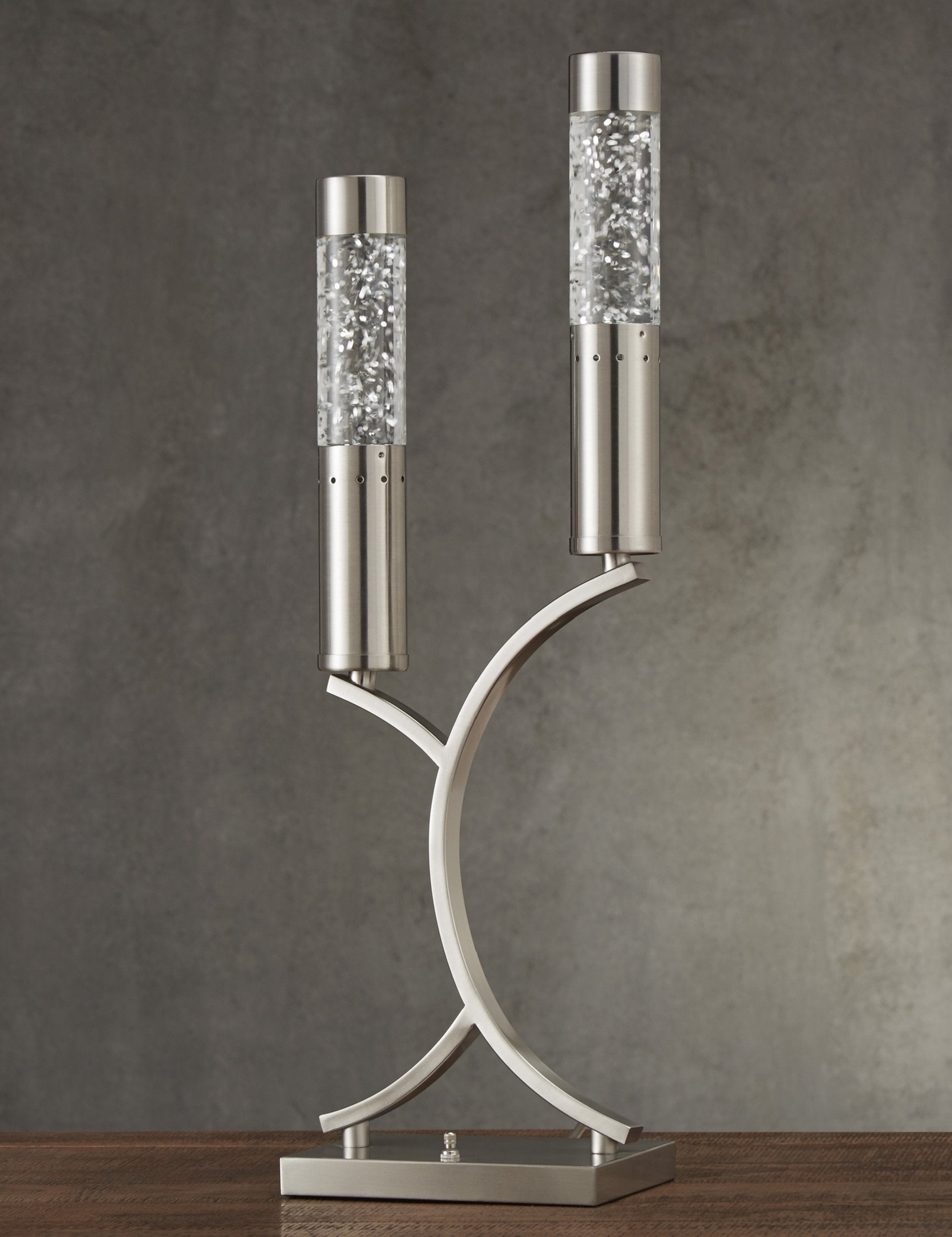Homelegance Mood Light - Two Sparkling Water-Drop Design, Satin Nickel Finish, Table Top Size, Model H10076, Metallic Color