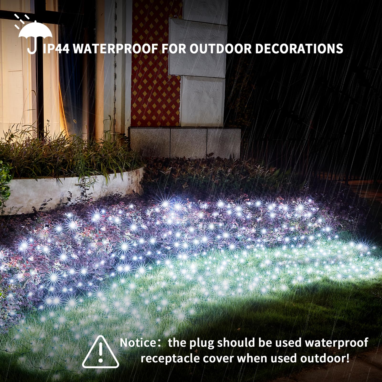 Dirnun Led Christmas Net Lights - White Outdoor/Indoor Fairy Mesh Net Lights, 160Led, 5Ft X 7Ft, Waterproof For Christmas Party,