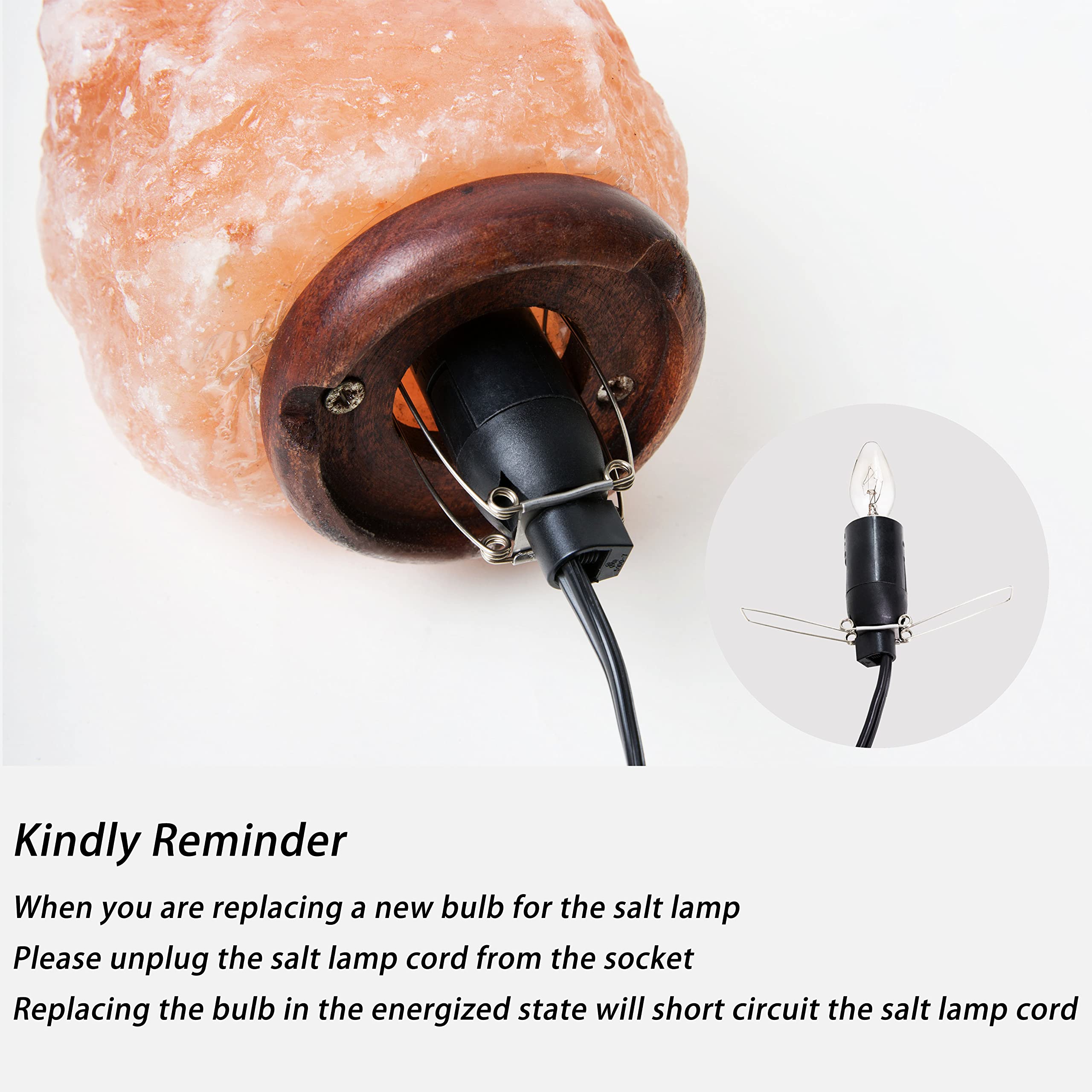 Ohlgt 2-Pack Salt Lamp Cord Replacement With Dimmer Switch & 8 Halogen Bulbs (15W)