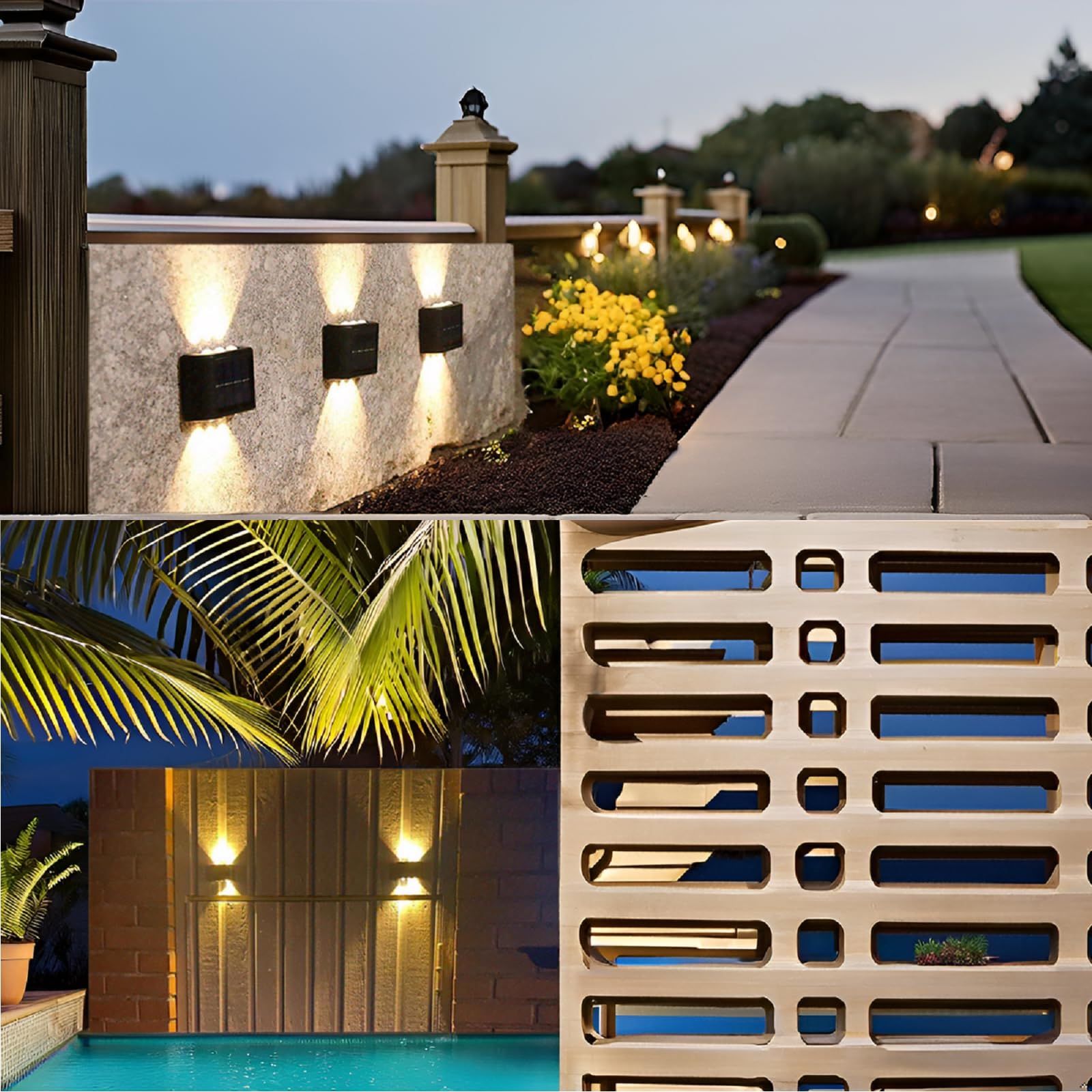 Aslidecor Solar Fence Lights, 2 Pack Waterproof Warm White Step Light For Outdoor Use