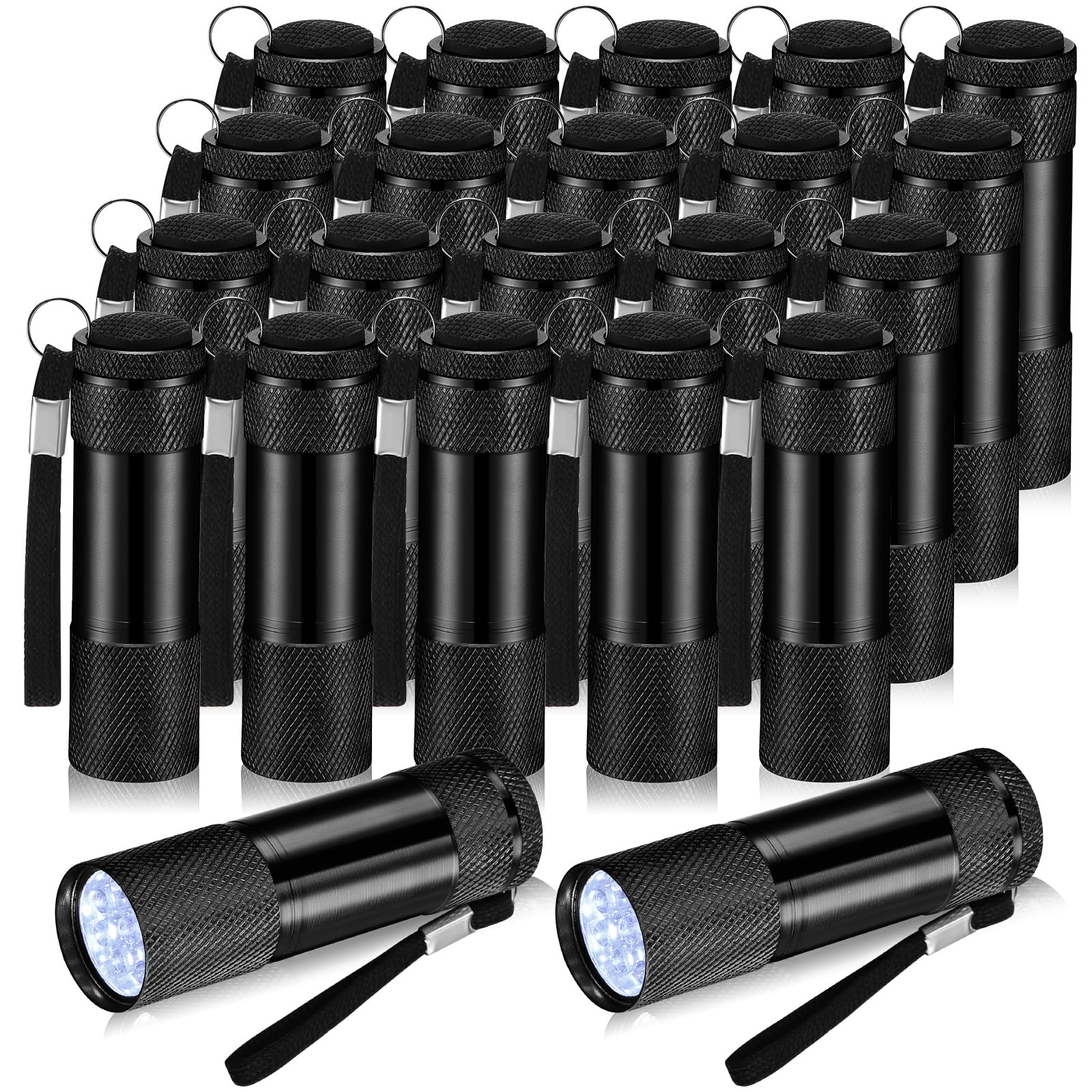 VIHOSE Mini Flashlights Bulk - 20 Pcs LED Handheld Lights, Aluminum, Black, Lanyard Included, Ideal for Kids, Camping, Hiking